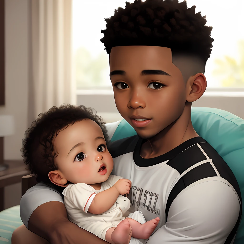 Black boy holding baby
