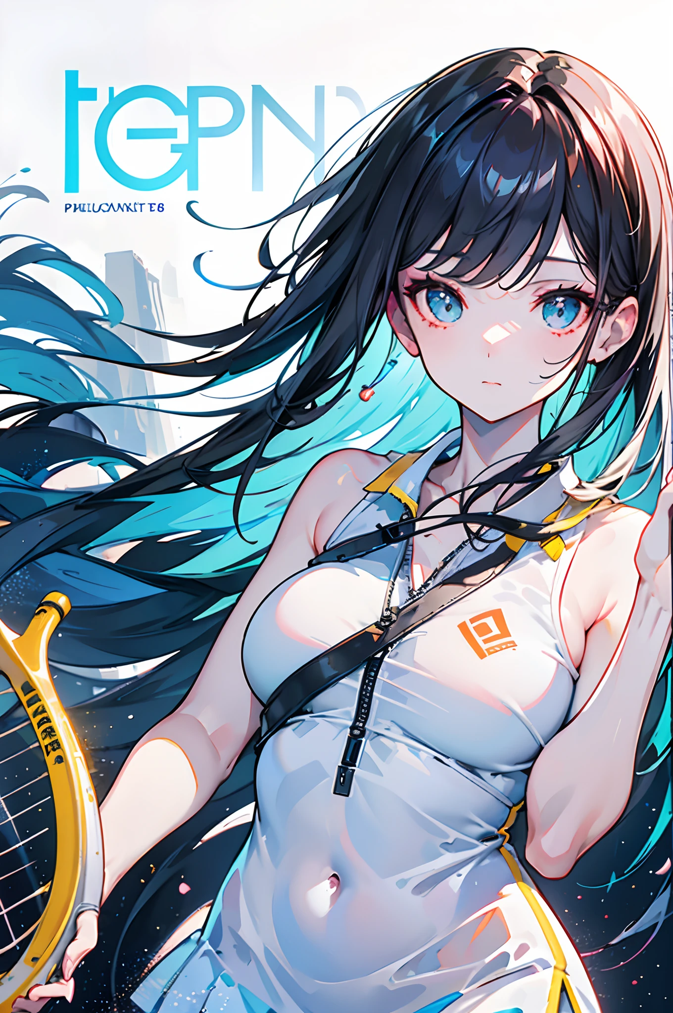 1girll,Long gray hair,The girl is a tennis player,Wear tennis wear, Tennis rackets, ((Details:1.4)), (HighDynamicRange)、Ray traching、NVIDIA RTX、Hyper-Resolution、Unreal 5、Sub-surface scattering、PBR Texturing、Postprocess、Anisotropy Filtering、depth of fields、Maximum clarity and sharpness、multi-layer texture、Albedo and specular maps、Surface Shading、Accurate simulation of light-material interactions、octan render、Two-tone lighting、Low ISO、 White Balance, thirds rule, Large aperture, 8K Raw, Efficient Subpixel, sub-pixel convolution, (Luminescent particles:1.4), {{masterpiece, Top image quality, Ultra High Definition CG, Unity 8k Wallpapers, 。.。.3D, cinematlic lighting, lensflare}},{{masterpiece、top-quality、extremely details CG、Cinematographic lighting、lensflare}}、
