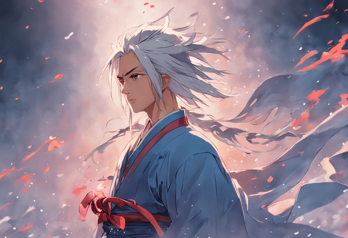 Chinese Taoist male samurai,((white hair)), 8k wallpaper,Hanfu,超高分辨率,xiuxian,