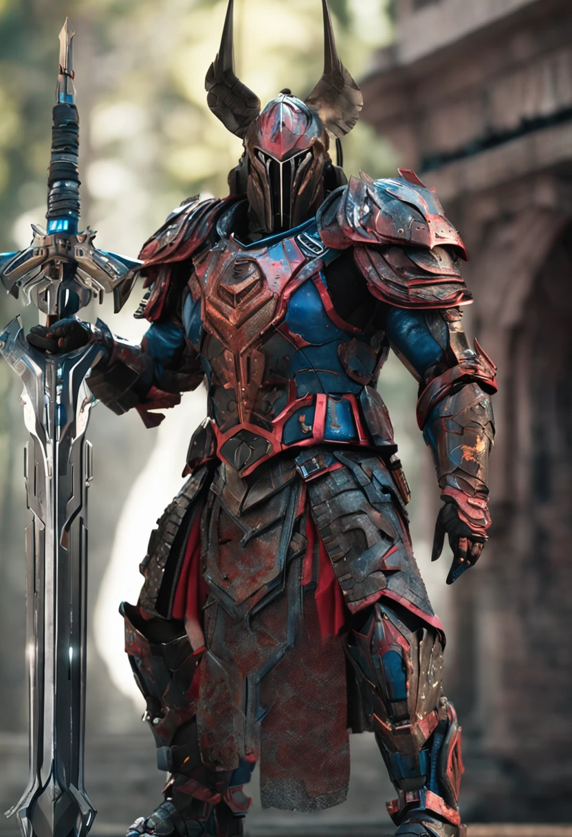 Develop a formidable warrior with a futuristic style. He must carry sharp-bladed swords and advanced materials, plus an armor that combines elements of science fiction with traditional traits of legendary warriors. Unleash your imagination and create a captivating character!