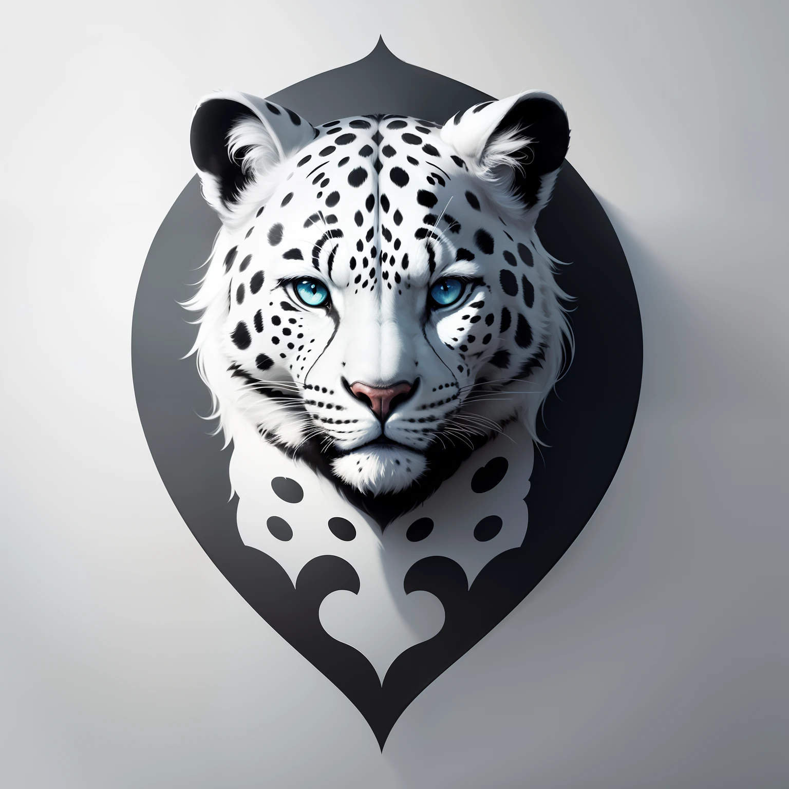 Leopardo branco leopardo das neves design legal, minimalist logo graphic design simple details few details, logotipo de luxo preto e branco luxo, Logotipo rico