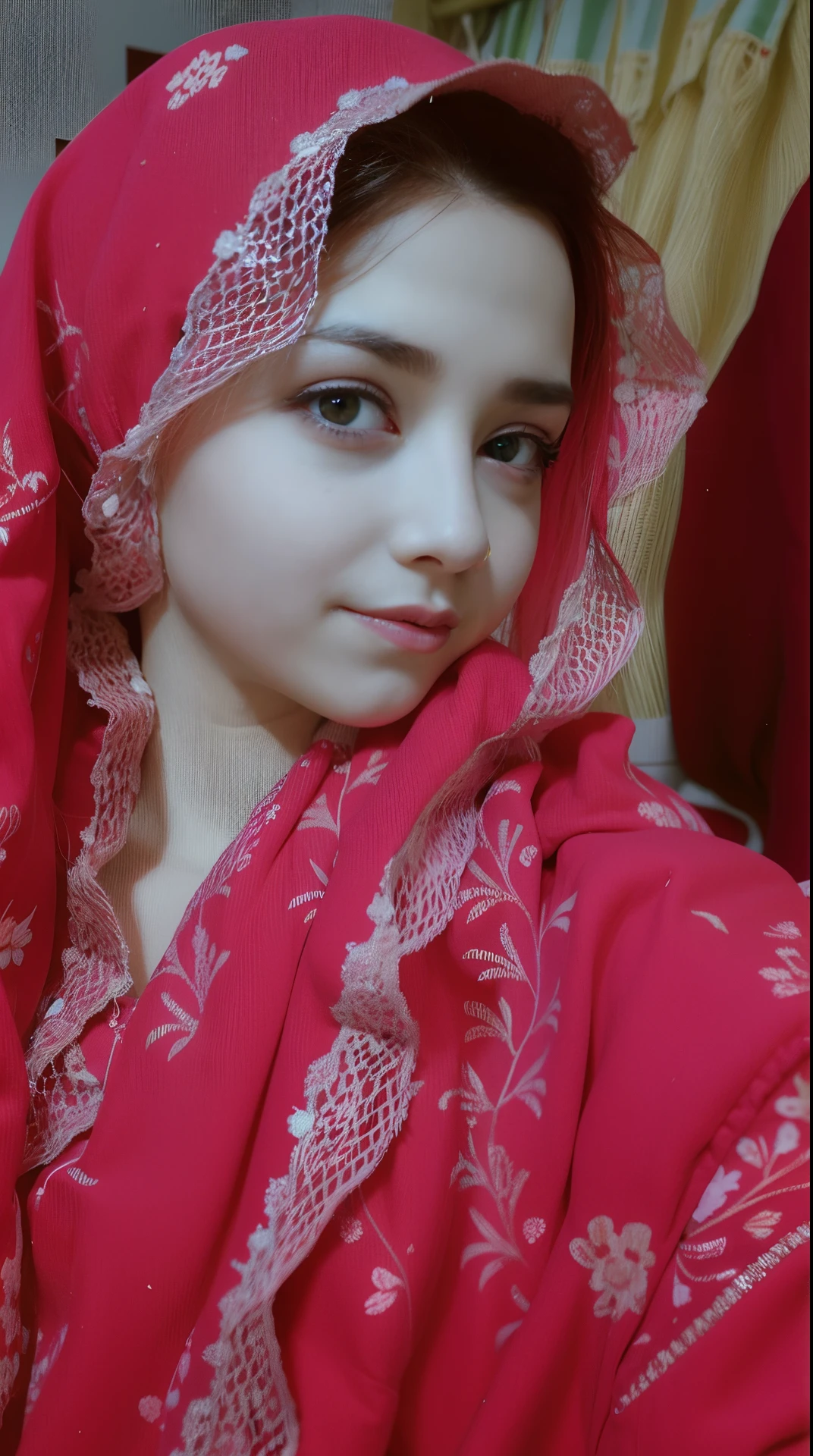 Cute girl big eyes back ground chng pinks lips blue eyes