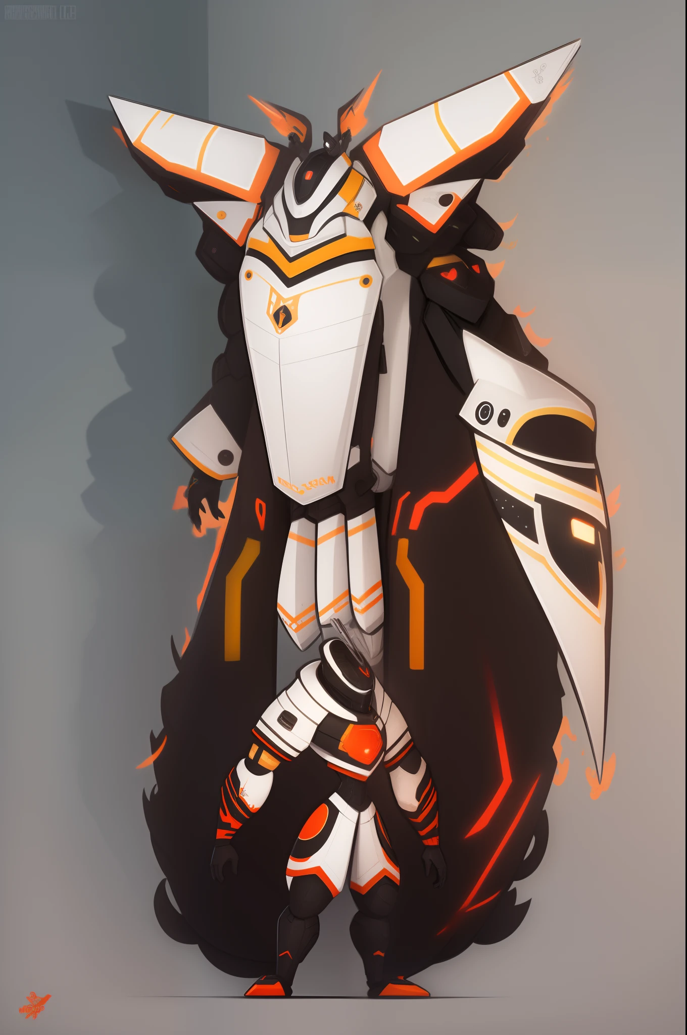 mech, style N3O-A1PHAangel mech,N3O-A1PHA style,chibi,full body,standing, female mech