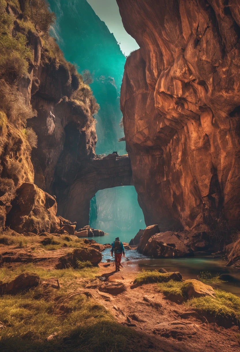 Finalmente, They reached the entrance of the cave. Era um lugar escuro e um pouco assustador, But they didn't give up. They looked at each other courageously and held hands. "Vamos entrar com cuidado", said Winnie the Bear with determination.