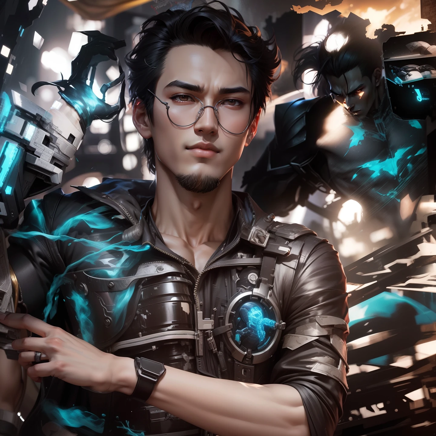 Sculpture design,Figures,GK model,The whole body of the character,Expose muscles,(Exquisite base),Wu Yifan,Handsome cybernetic boy looking at camera lingerie detailed muscular reality masterpiece,musculous