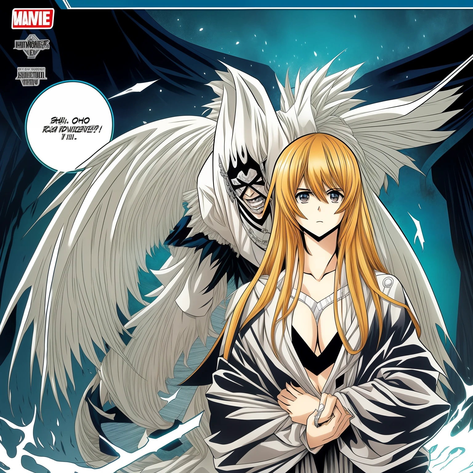 The following manga page:Um monstro ataca e o homem desvia e o ataca