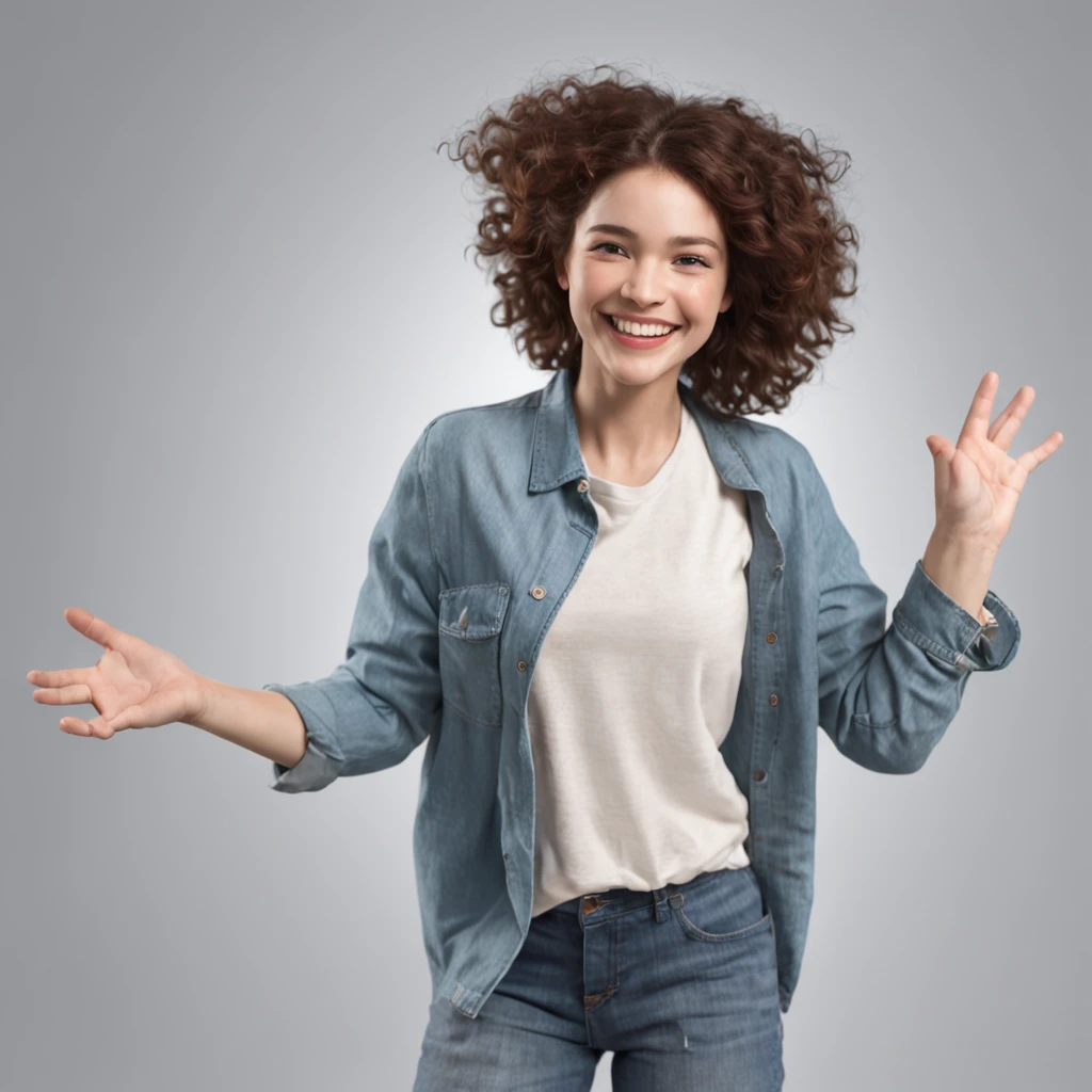 (Professional 3D rendering:1.3) de (Realistic:1.3) Foto de arte mais bonita do mundo，A person with ADHD smiling and raising their arms in celebration. The person is wearing a casual outfit, com jeans e uma camiseta. A pessoa tem cabelo curto e preto. The background of the image is clear and bright. art stations, Conceito-Arte, liso, foco nítido, illustration, germe da arte, (Loish:0.23), Wlop Ilya Kuvshinov, e Greg Rutkowski e Alphonse Mucha Gracias, (global ilumination, studiolight, Light Volumetric), chuva forte, floating particles, patife, fantasia, Onze, corpo inteiroesbian, ((Fundo escuro e antigo da cidade:1.3)),CGSesociedade,art stations