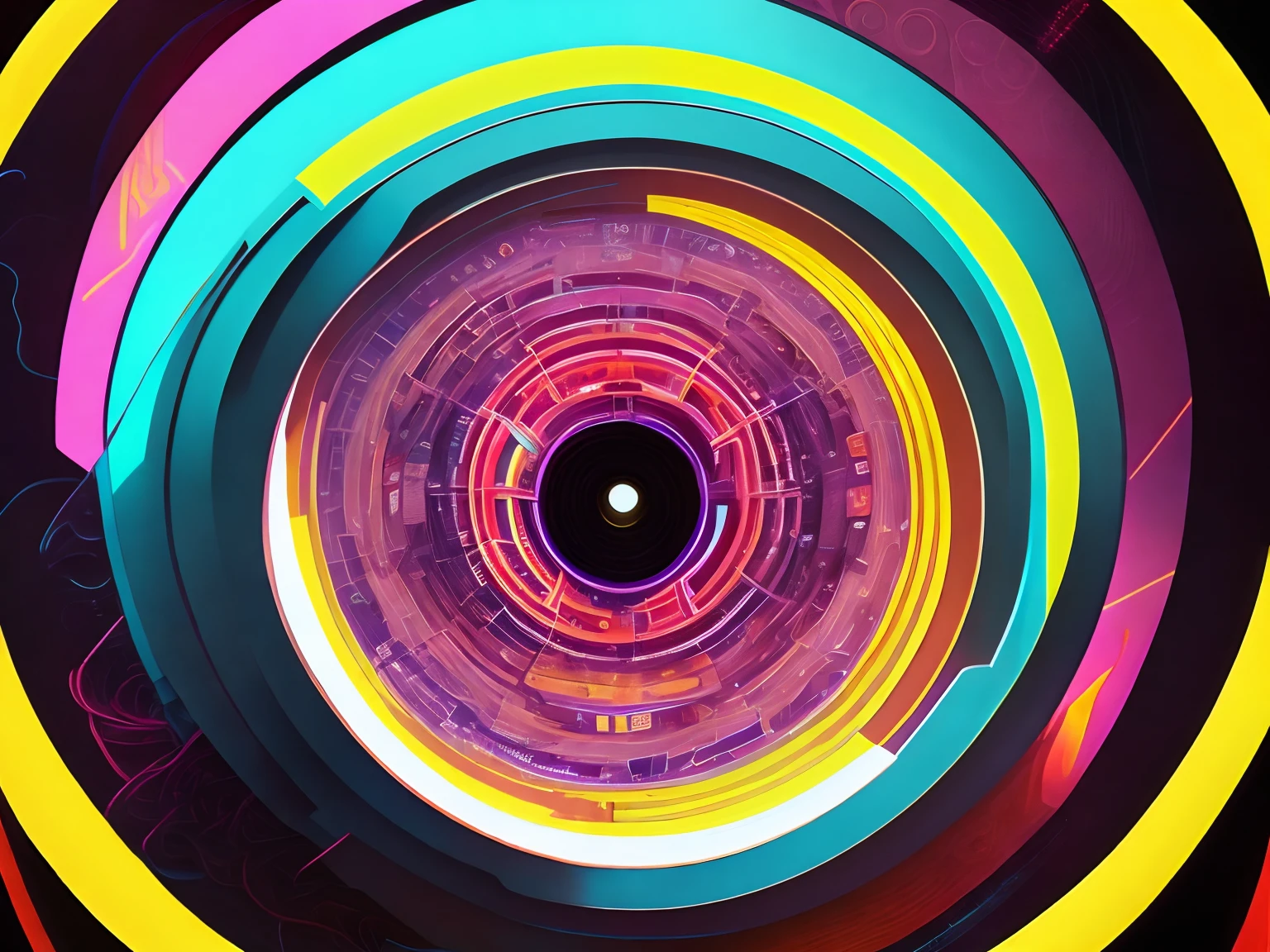 A sphere illustration, Circulo, cores neon por Kilian Eng