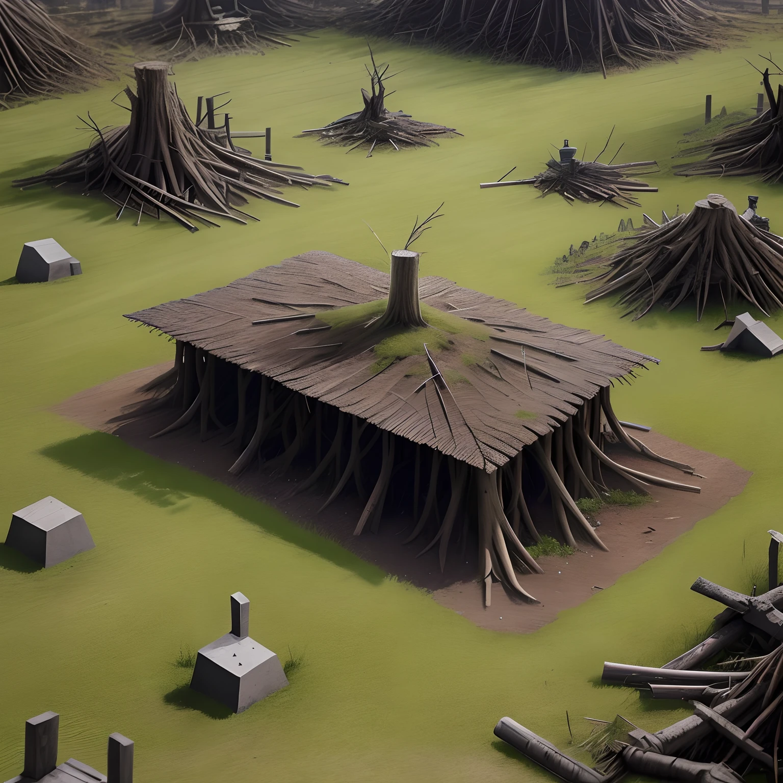 The battlefield was littered with stump and severed arms，There are a lot of corpses，There were also soldiers wailing next to them