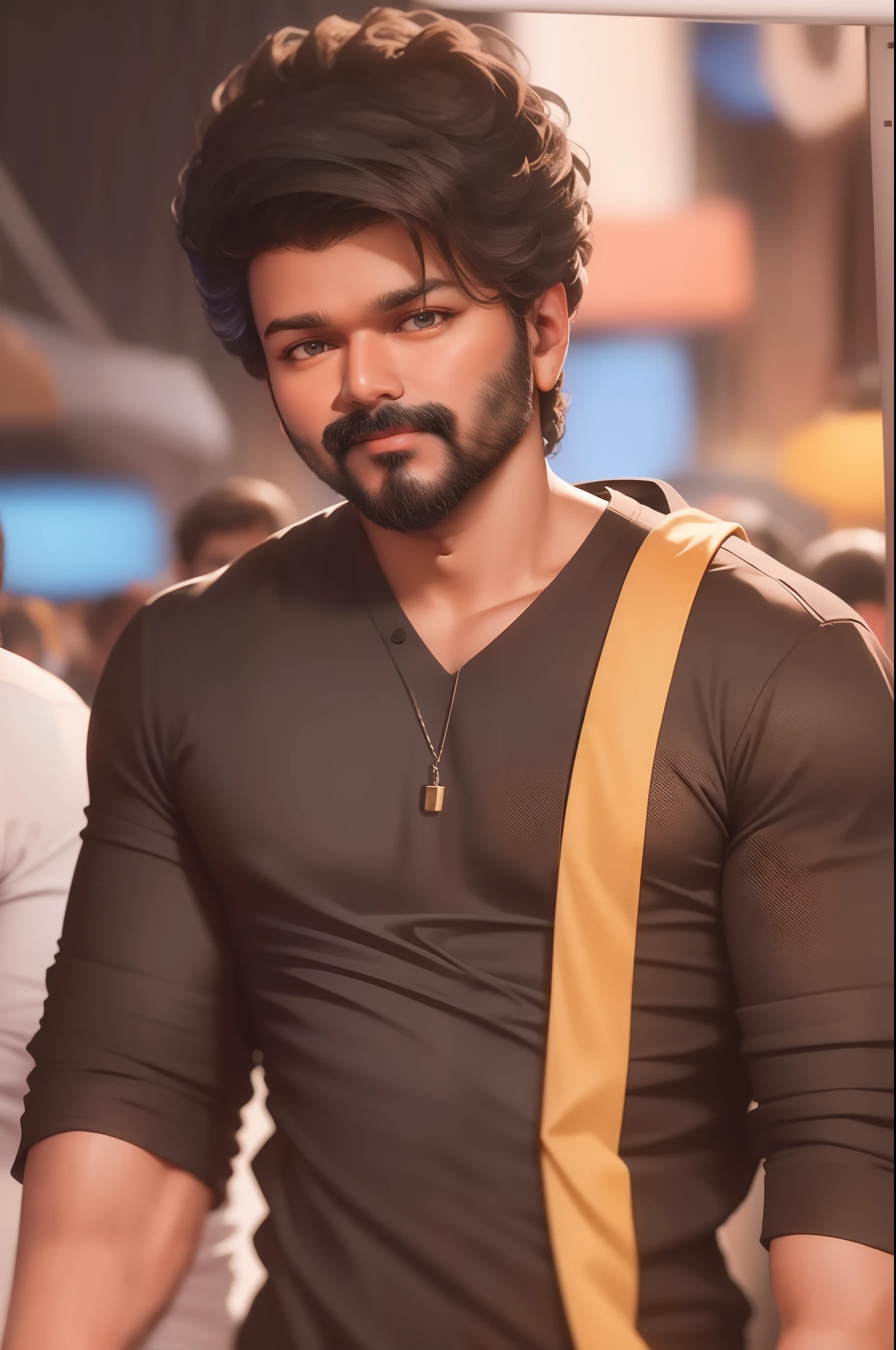 a close up of a man with a beard and a shirt, jayison devadas style, jayison devadas, teaser, big smirk, movie stills photography, profile pic, exclusive, actor, fan art, looking threatening, hd movie photo, trending, * colour splash *, 🌻🎹🎼, stylish pose, popular on instagram, actress, trailer