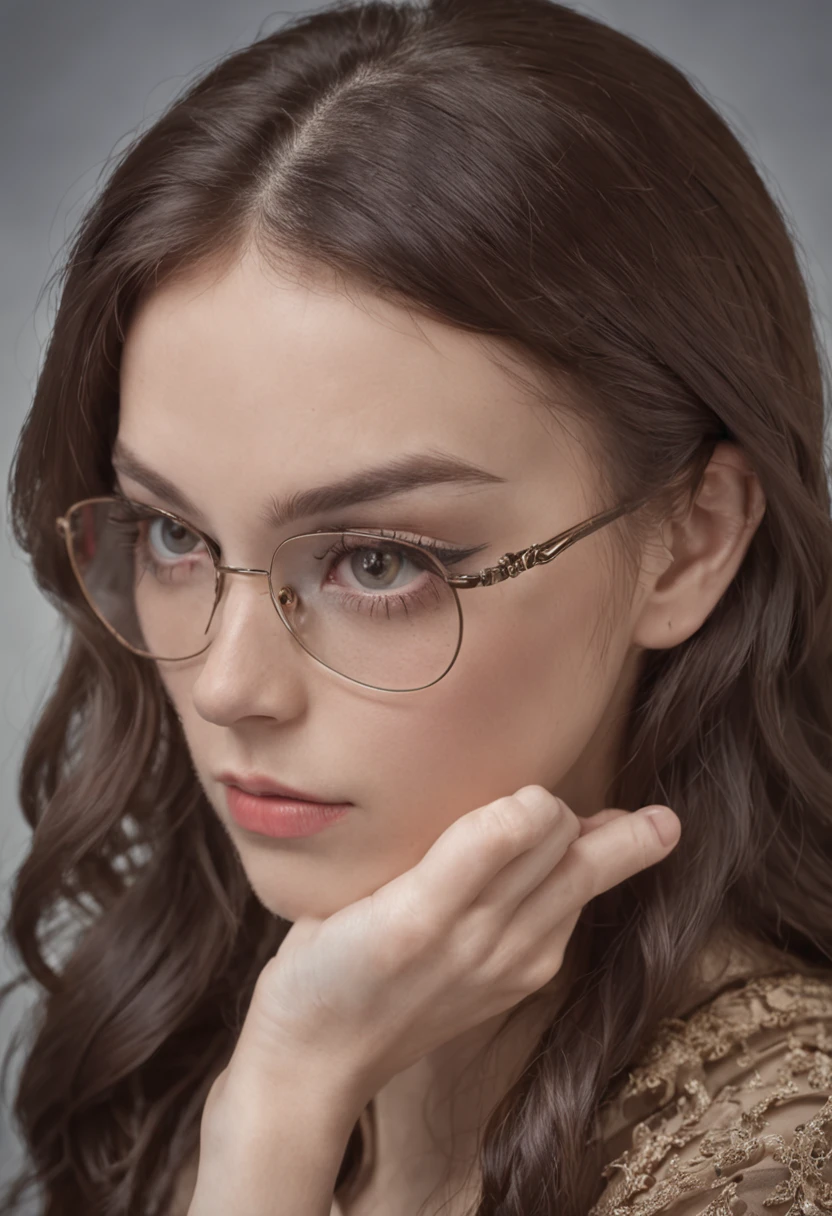 Brunette youth, wears glasses, Draw your sword and unsheath it,eye closeds