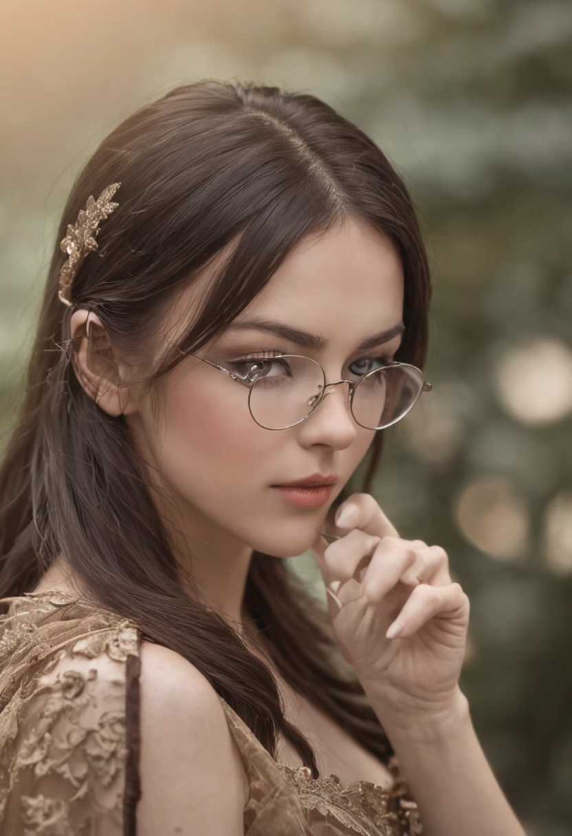 Brunette youth, wears glasses, Draw your sword and unsheath it,eye closeds