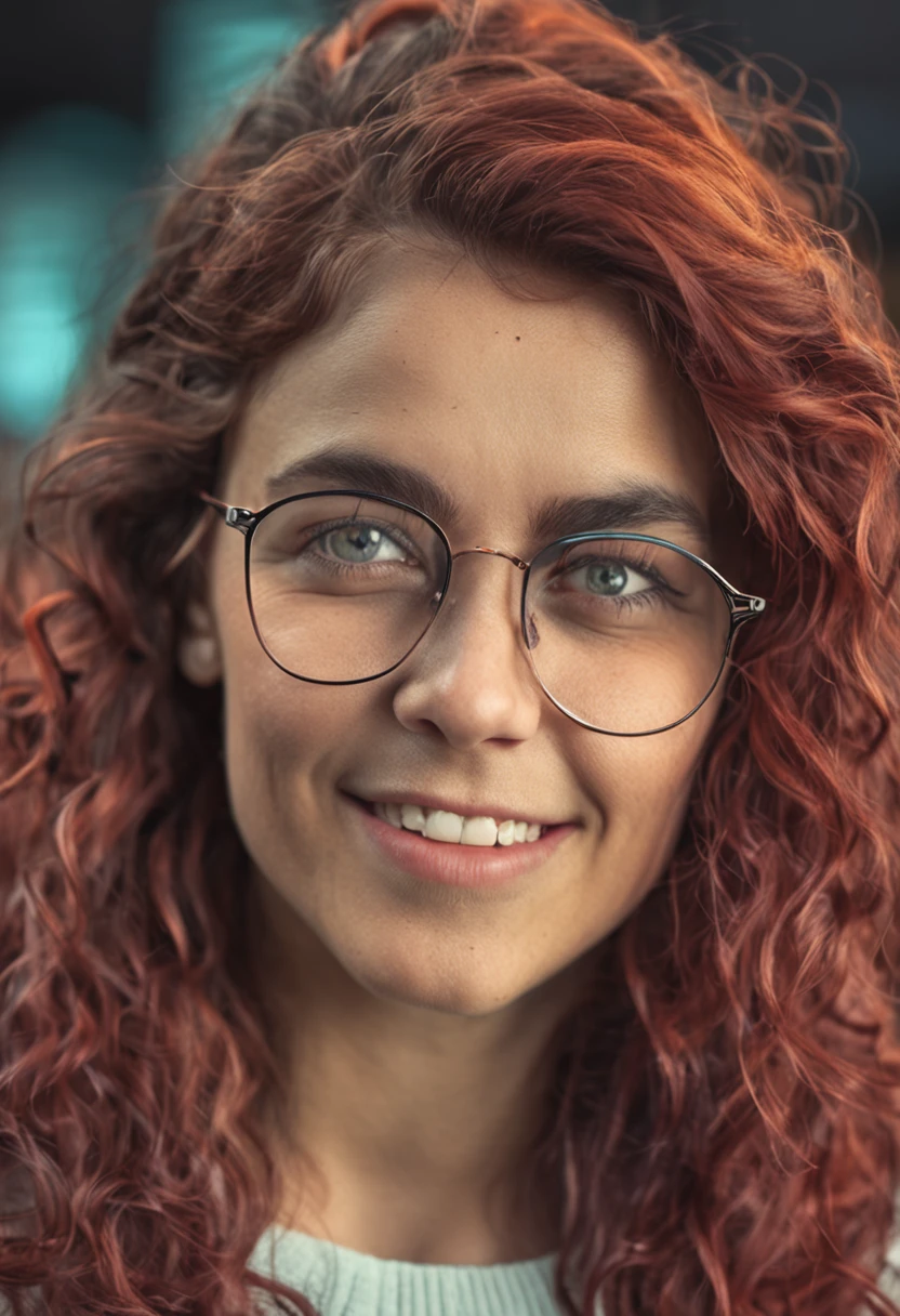 mulher, 20 anos, wears glasses, nerd, cabelos castanhos, olhos grandes e castanhos, pele branca, de corpo inteiro