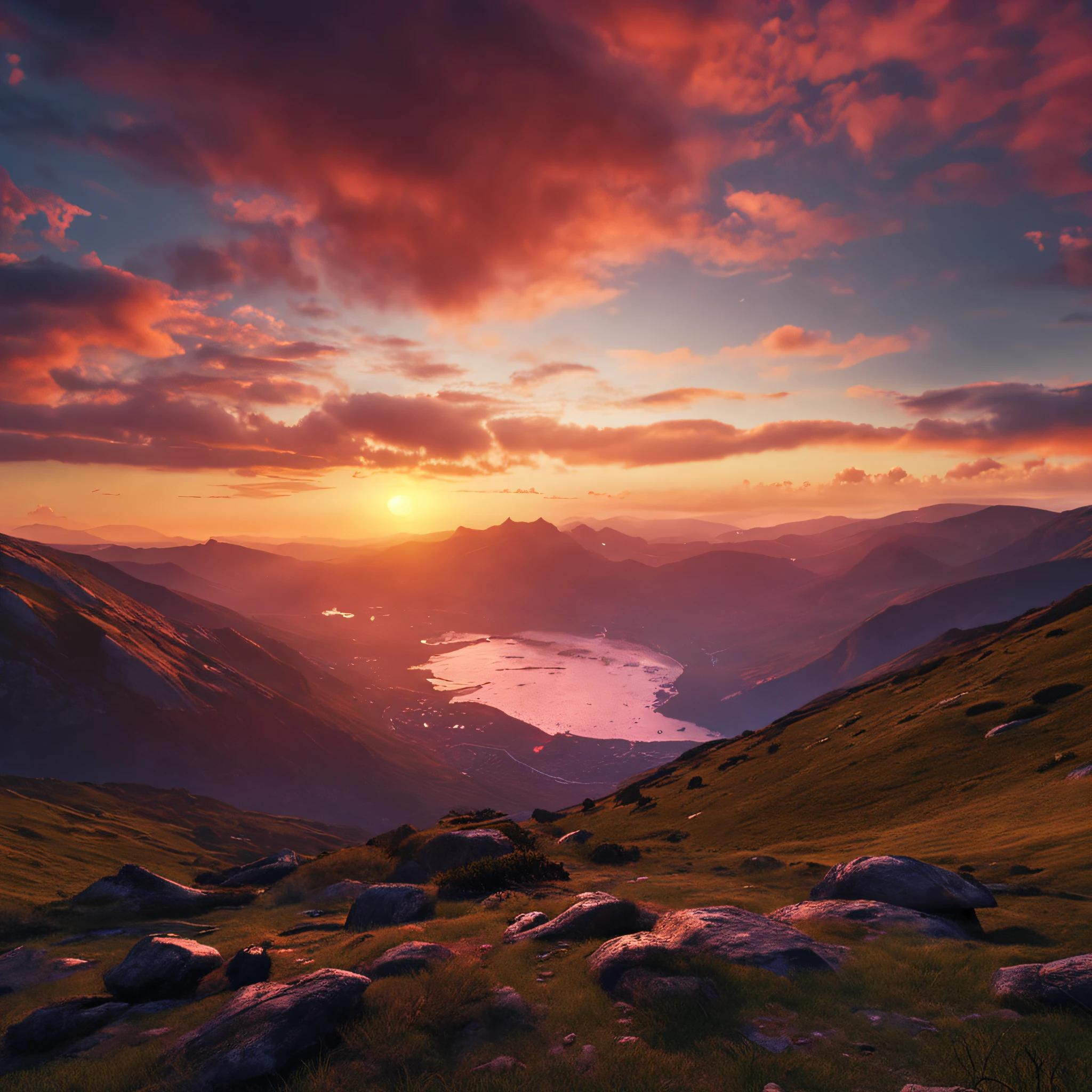 sunrise over a serene setting