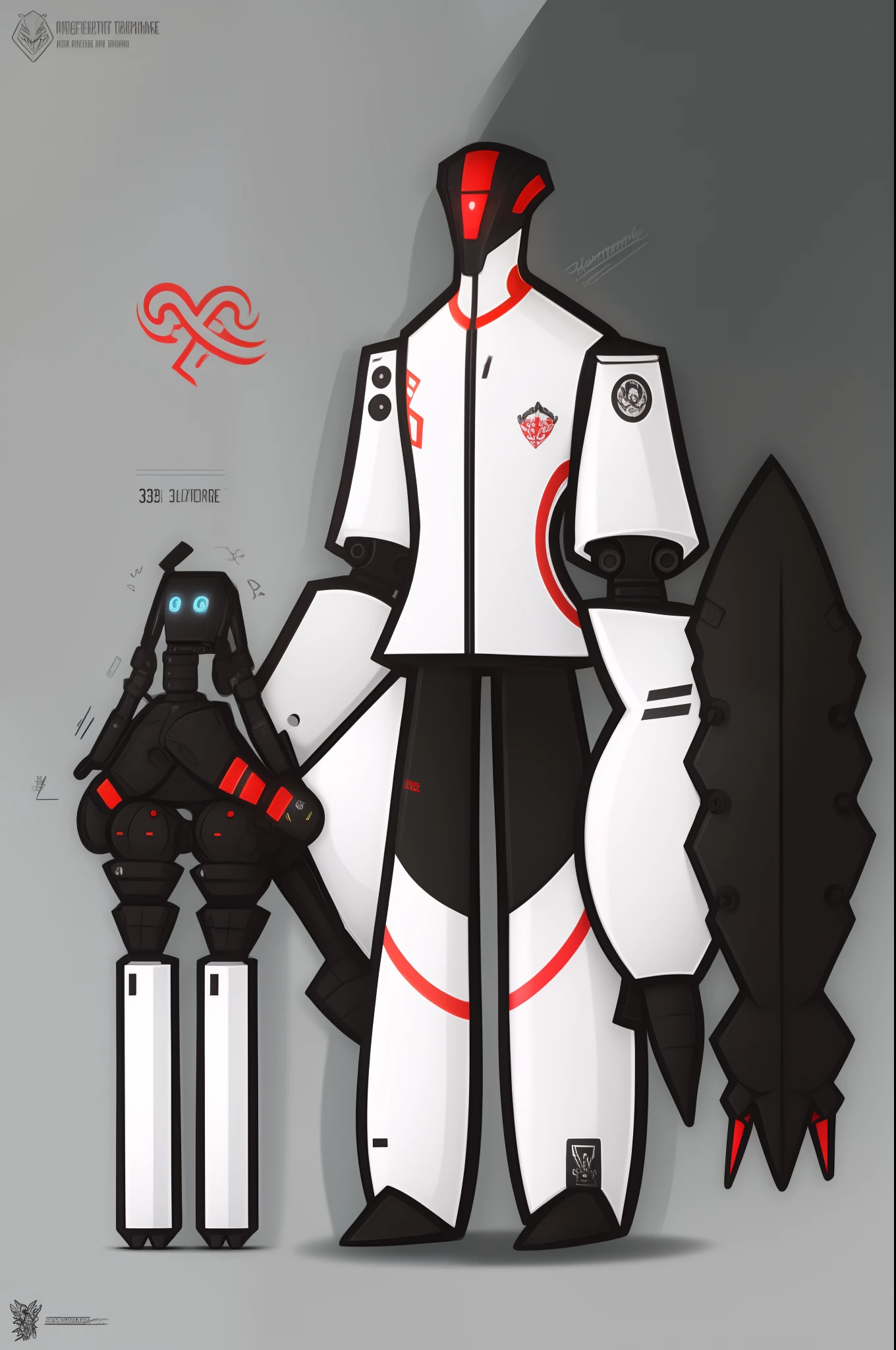 mech, style N3O-A1PHAangel mech,N3O-A1PHA style,chibi,full body,standing,robotgirl