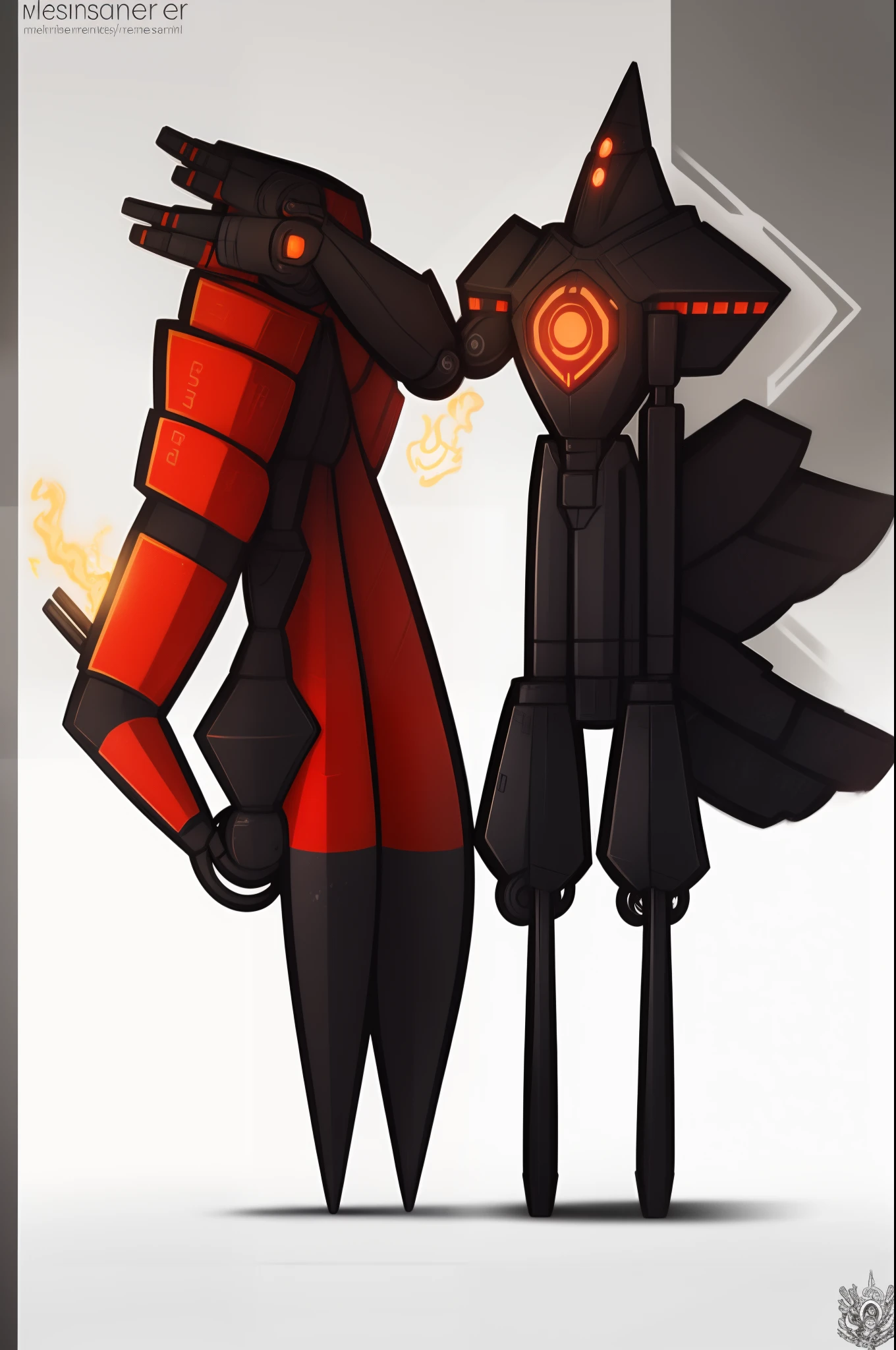mech, style N3O-A1PHAangel mech,N3O-A1PHA style,chibi,full body,standing,robotgirl