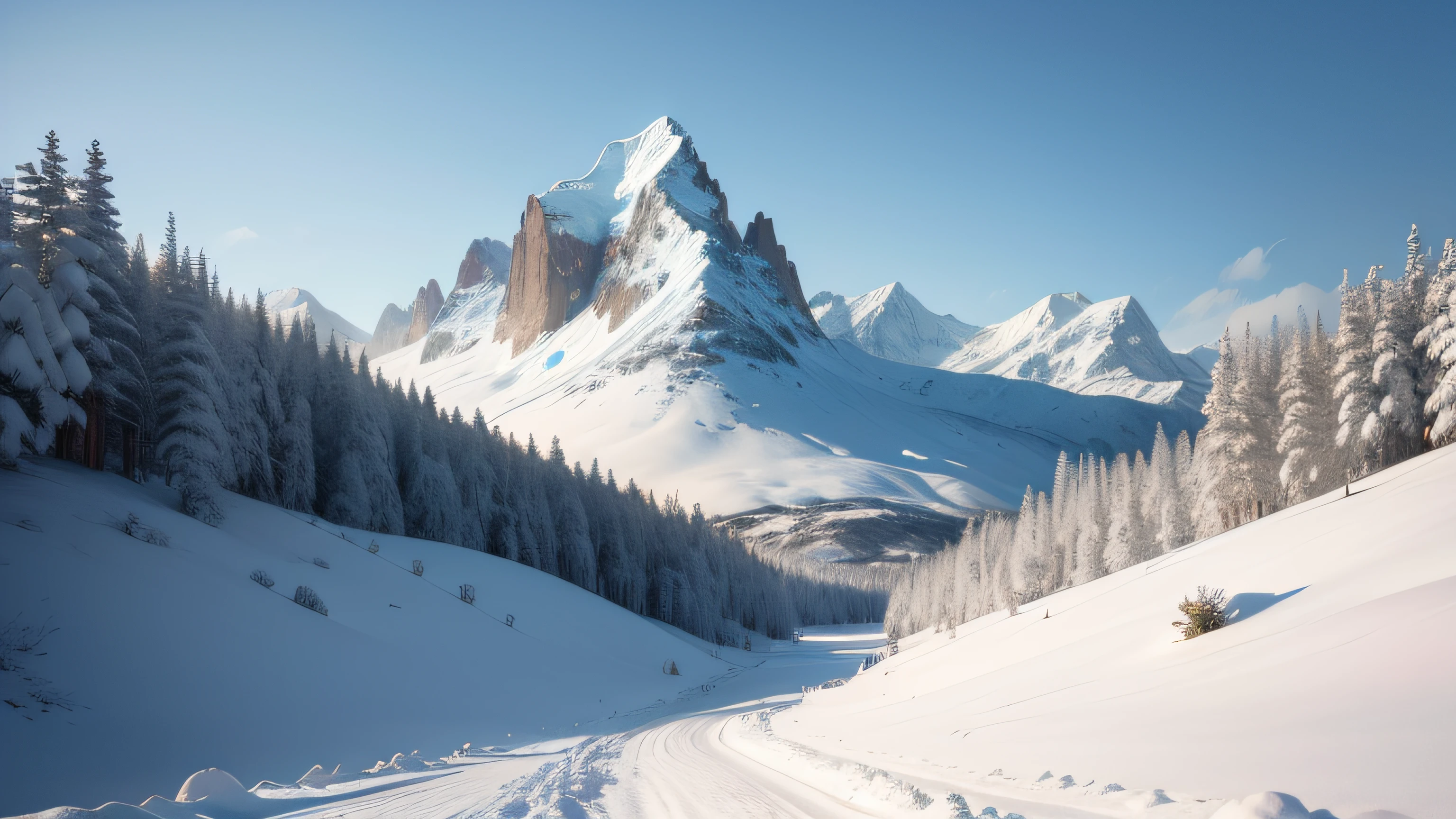 Paisagens montanhosas e pedregosas, neve nas montanhas (obra-prima) (8k high resolution) (melhor qualidade) (Ultra Definition) (Ultra realista)(Foto RAW) (Foto realista) (bright illumination)