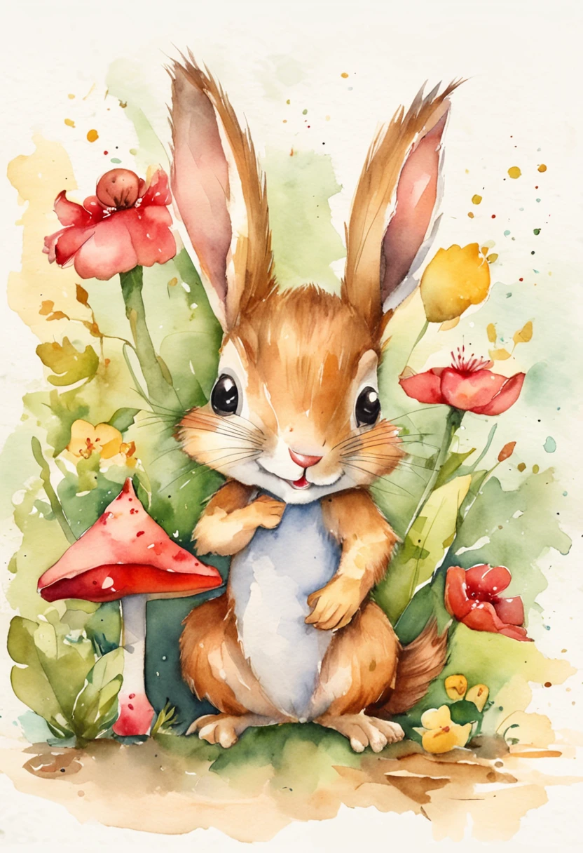 Image of a picture book、Cute squirrel and rabbit、Various angles