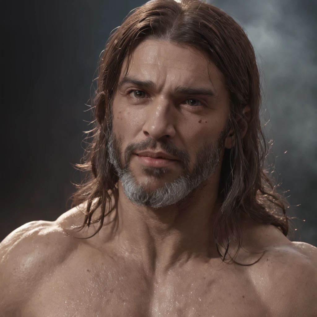 (Professional 3D rendering:1.3) de (Realistic:1.3) Foto de arte mais bonita do mundo,Features soft, bright male heroes, ((Epic hero fantasy rough muscular man wet hero angry look long hair short beard and fierce expression in dynamic pose, fantastic location, majestoso ambiente desordenado)), corpo inteiro 8k unidade render, action shot, poros da pele, very dark lighting, sombreamento pesado, circunstanciado, Rosto detalhado, (vibrante, fotogrdeia realista, Realistic, Dramatic, Escuro, foco nítido, 8k), (Old leather clothes damaged by bad weather:1.4), ((((Use peles)))), (intrincado:1.4), decadente, (altamente detalhado:1.4), pintura digital, rendering by octane, art stations, Conceito-Arte, liso, foco nítido, illustration, germe da arte, (Loish:0.23), Wlop Ilya Kuvshinov, e Greg Rutkowski e Alphonse Mucha Gracias, (global ilumination, studiolight, Light Volumetric), chuva forte, floating particles, patife, fantasia, Onze, corpo inteiroesbian, ((Fundo escuro e antigo da cidade:1.3)),CGSesociedade,Art stations stduo radio