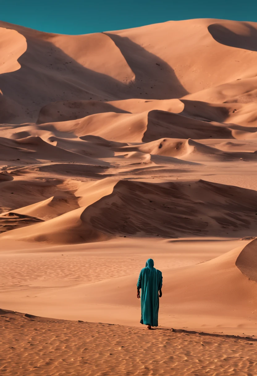 a beduin in the desert near of mountains
