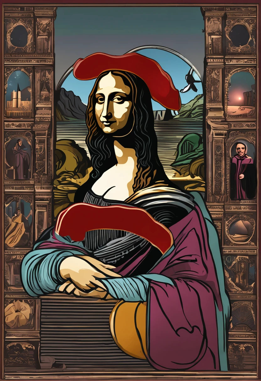 Generate monalisa with gala hat on her head