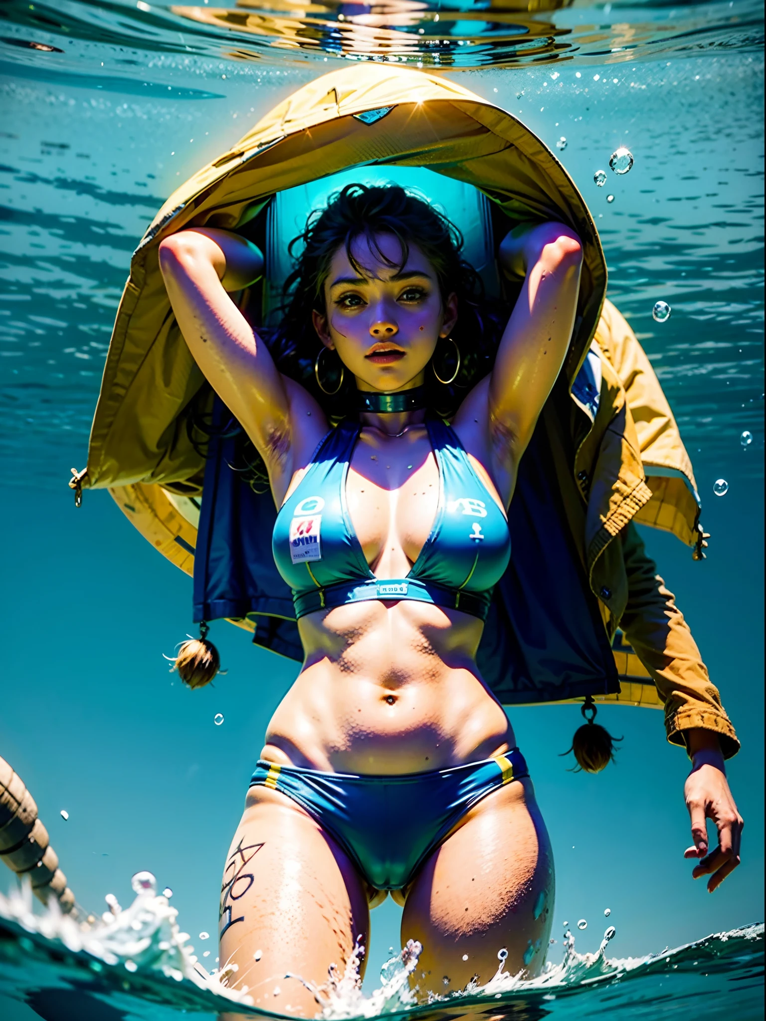 femele,Bigchest,swim wears,Water stains on the body