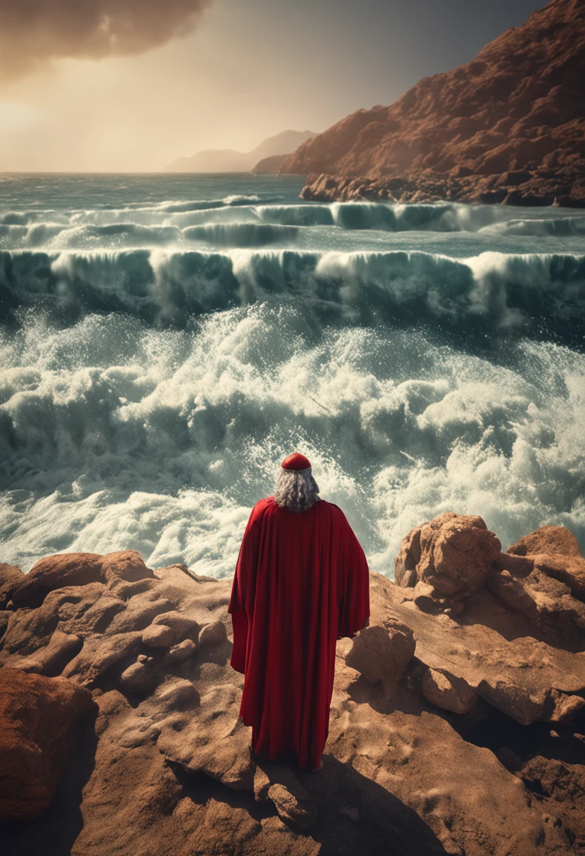 Moses opening the red sea.
