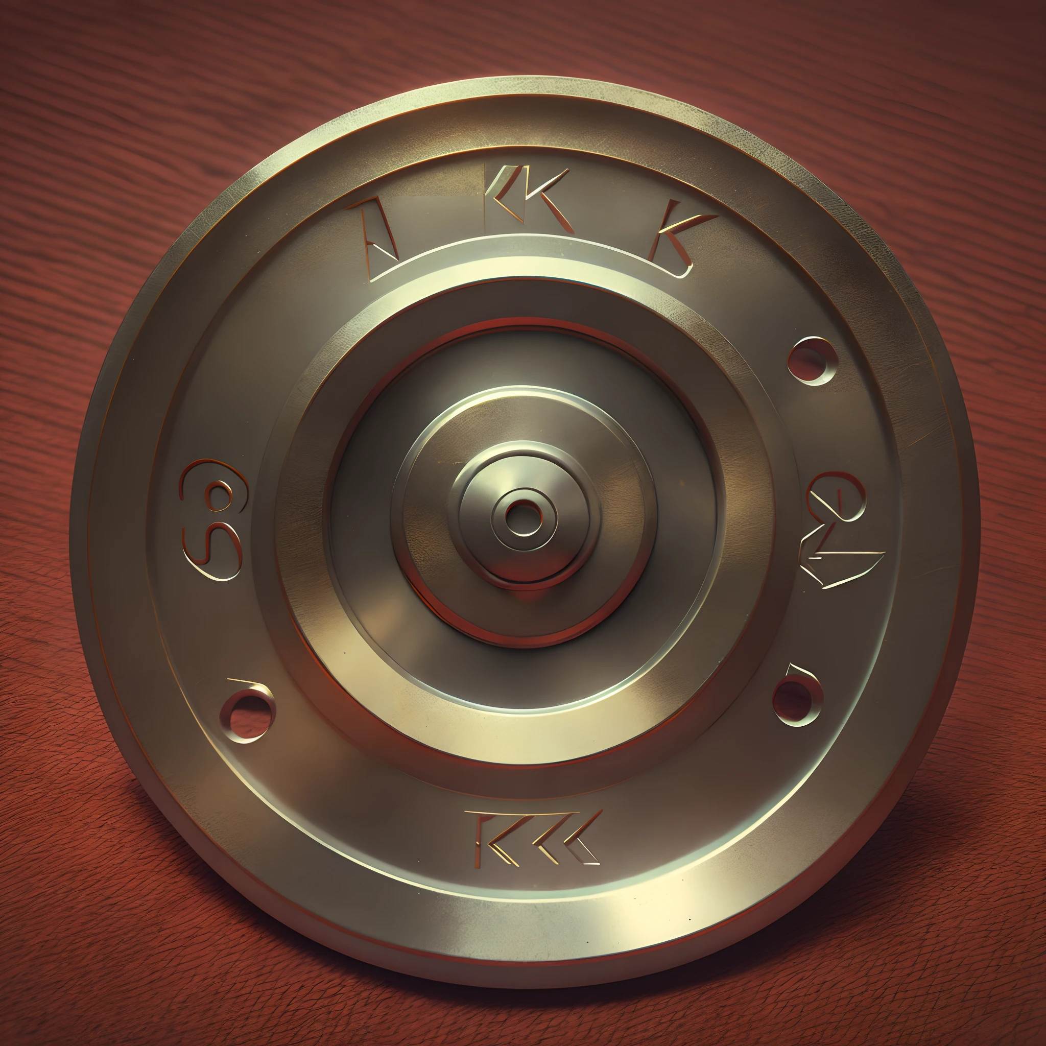 Design a round, realistic 8K logo featuring a barbell with weight plates for muscle building and powerlifting. --auto --s2
