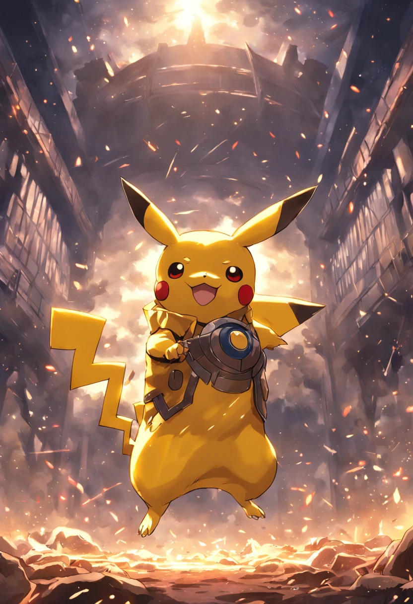 picachu usando a armadura do homem de ferro