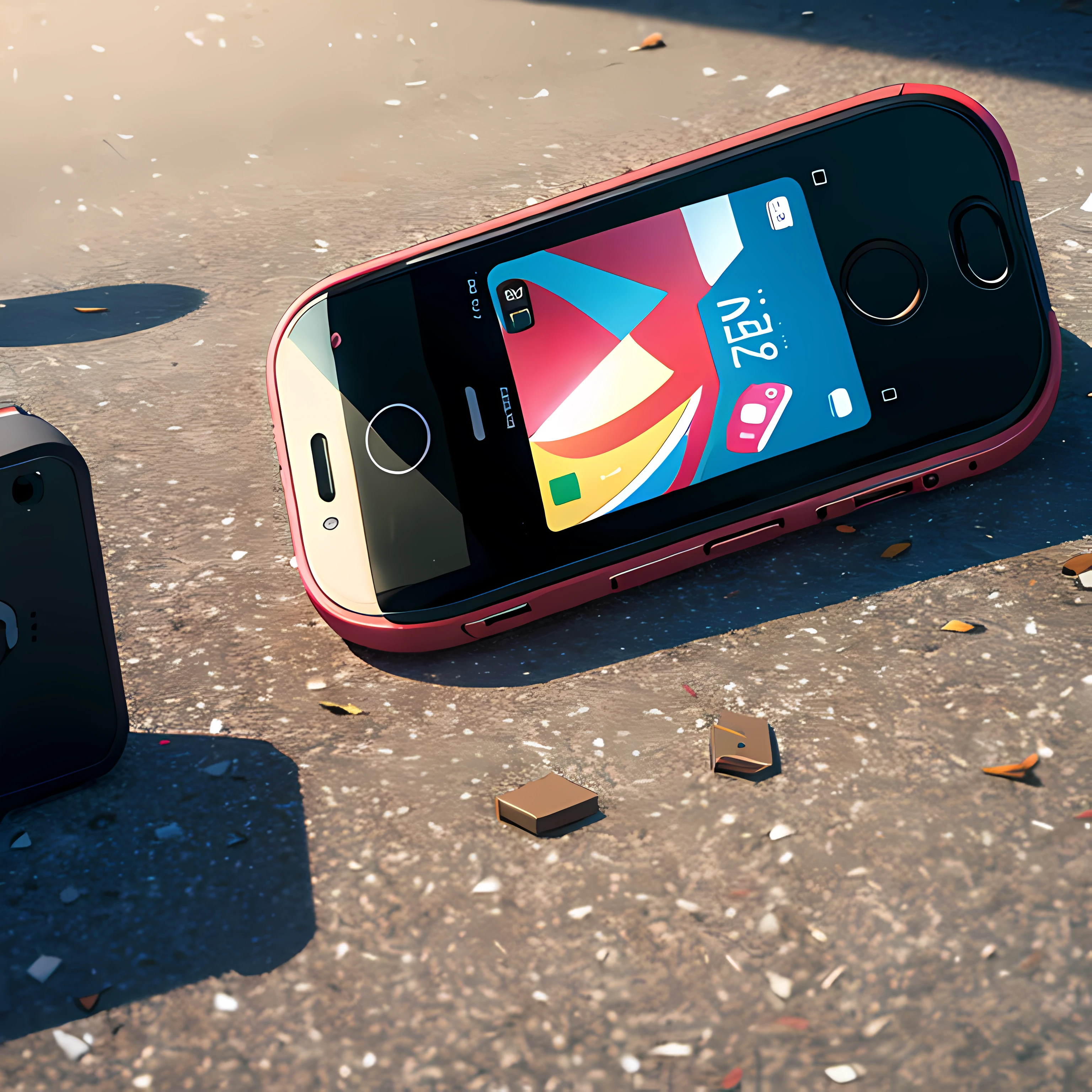 There are many mobile phones scattered on the ground