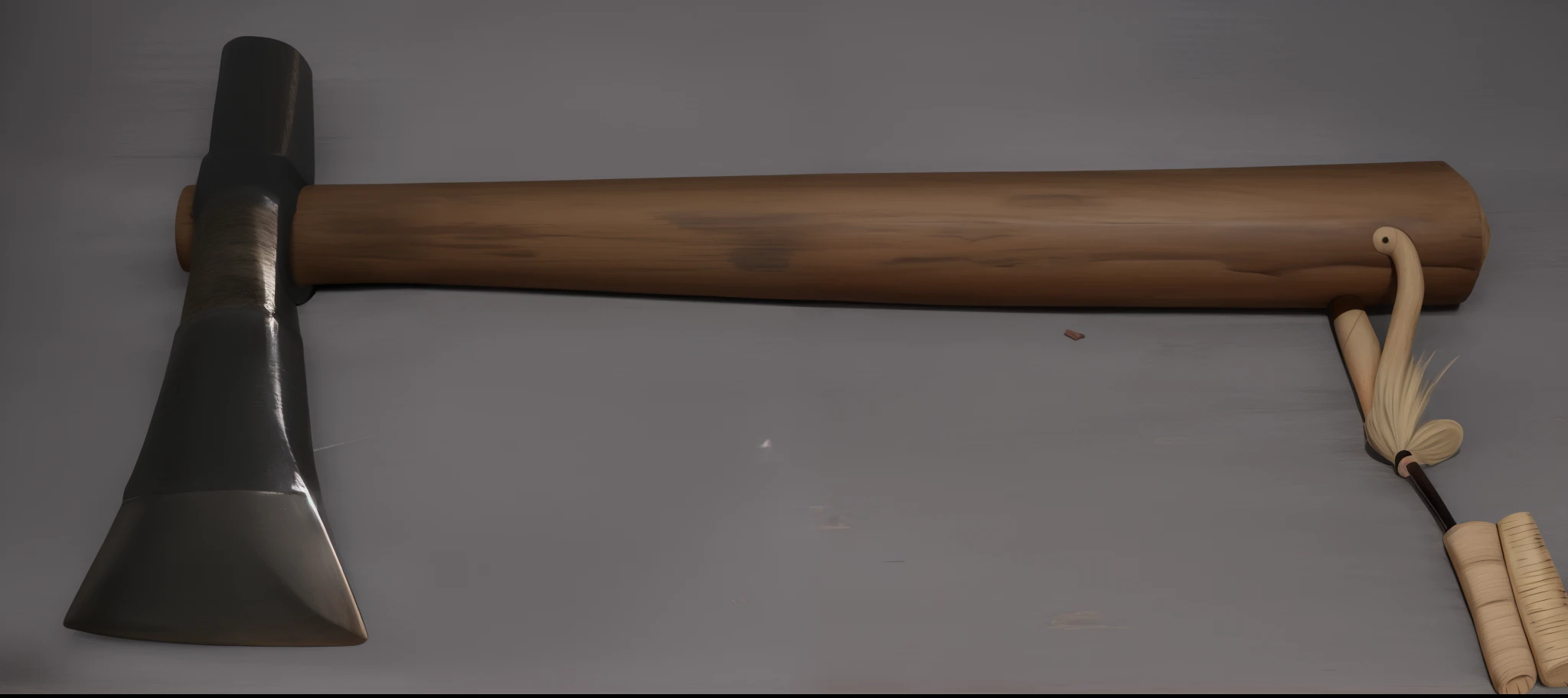 a close up of a wooden handle with a tag on it, an unknown ethnographic object, simple primitive tube shape, single long stick, giant wooden club, wooden staff, baseball bat, macuahuitl, small style cue from mad max, battleaxe, pickaxe, wooden magic wand, mid 1 9 th century, medieval weapon, bottom - view