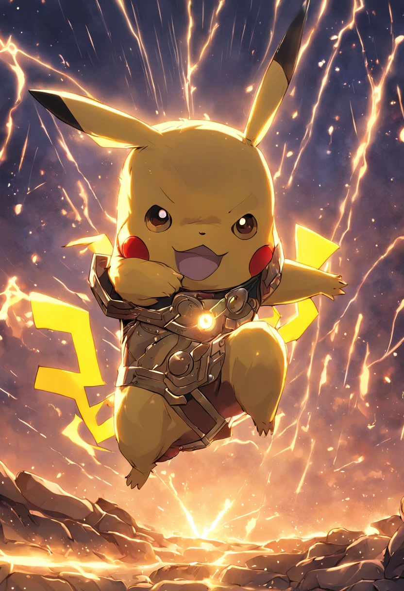 (picachu vestindo a armadura do Homem de Ferro) Infinity Gauntlet on the Ground