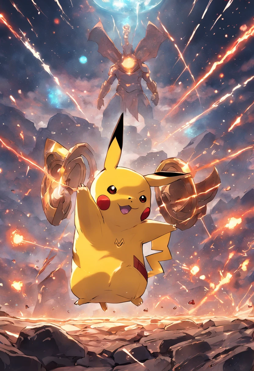 (picachu vestindo a armadura do Homem de Ferro) Infinity Gauntlet on the Ground