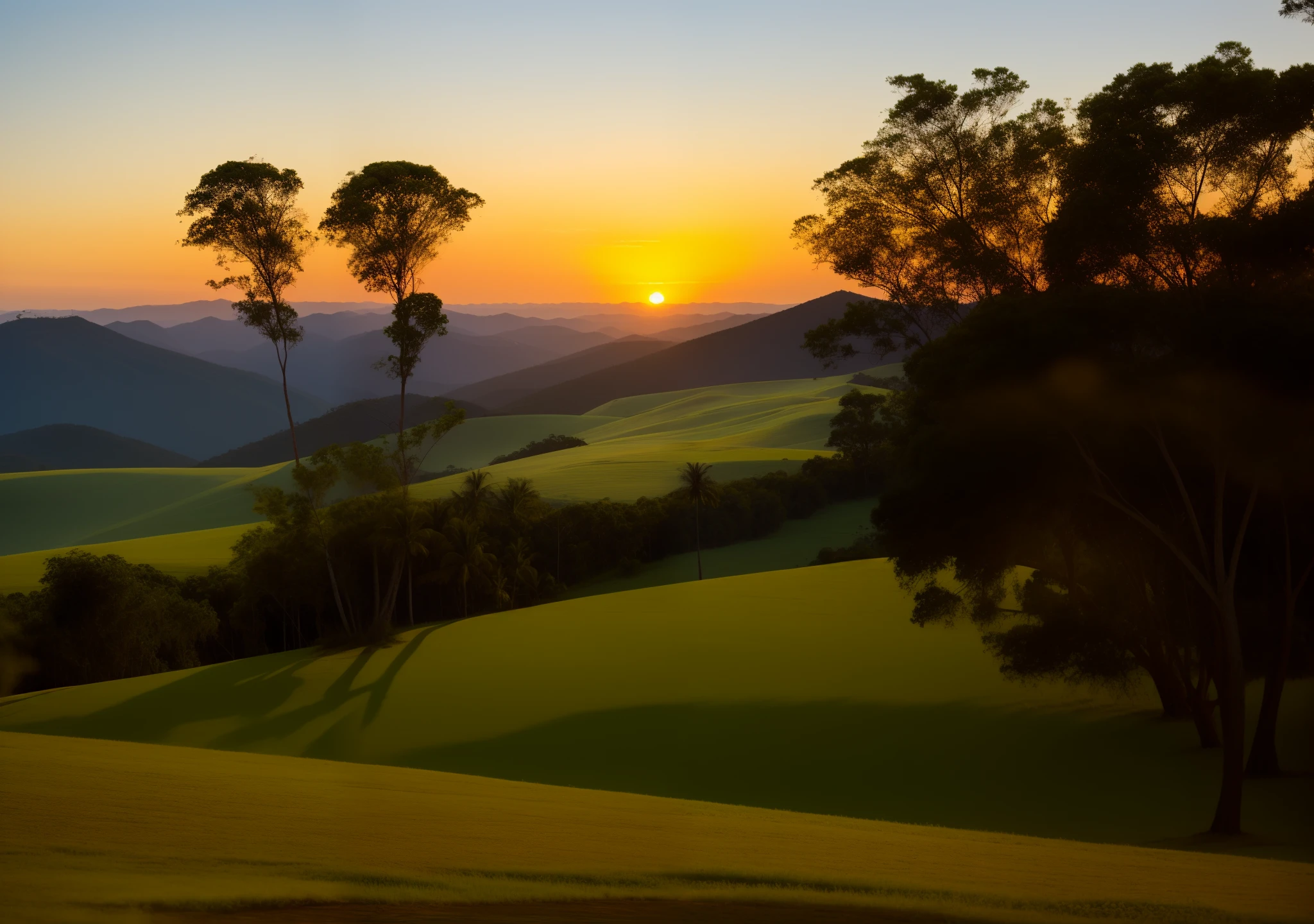 fim de tarde, paisagem, montanhas, campos, montanhas, paz, tranquilidade, sol, Post Storm