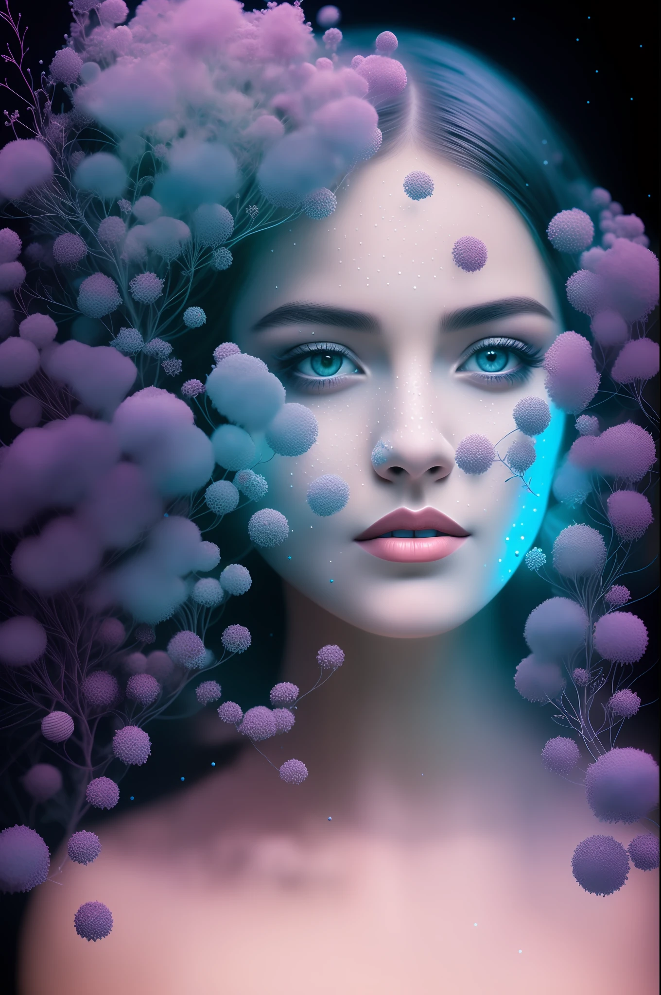 Absurd, high-resolution, ultra-detailed, (1 girl:1. 2), stippling painting technique, stippling shadows, intricate details, fine dots, texture effects, subtle gradients, fascinating craftsmanship, infrared photography, otherworldly tones, surreal landscapes , invisible light, ethereal glow, vivid colors, ghost effects