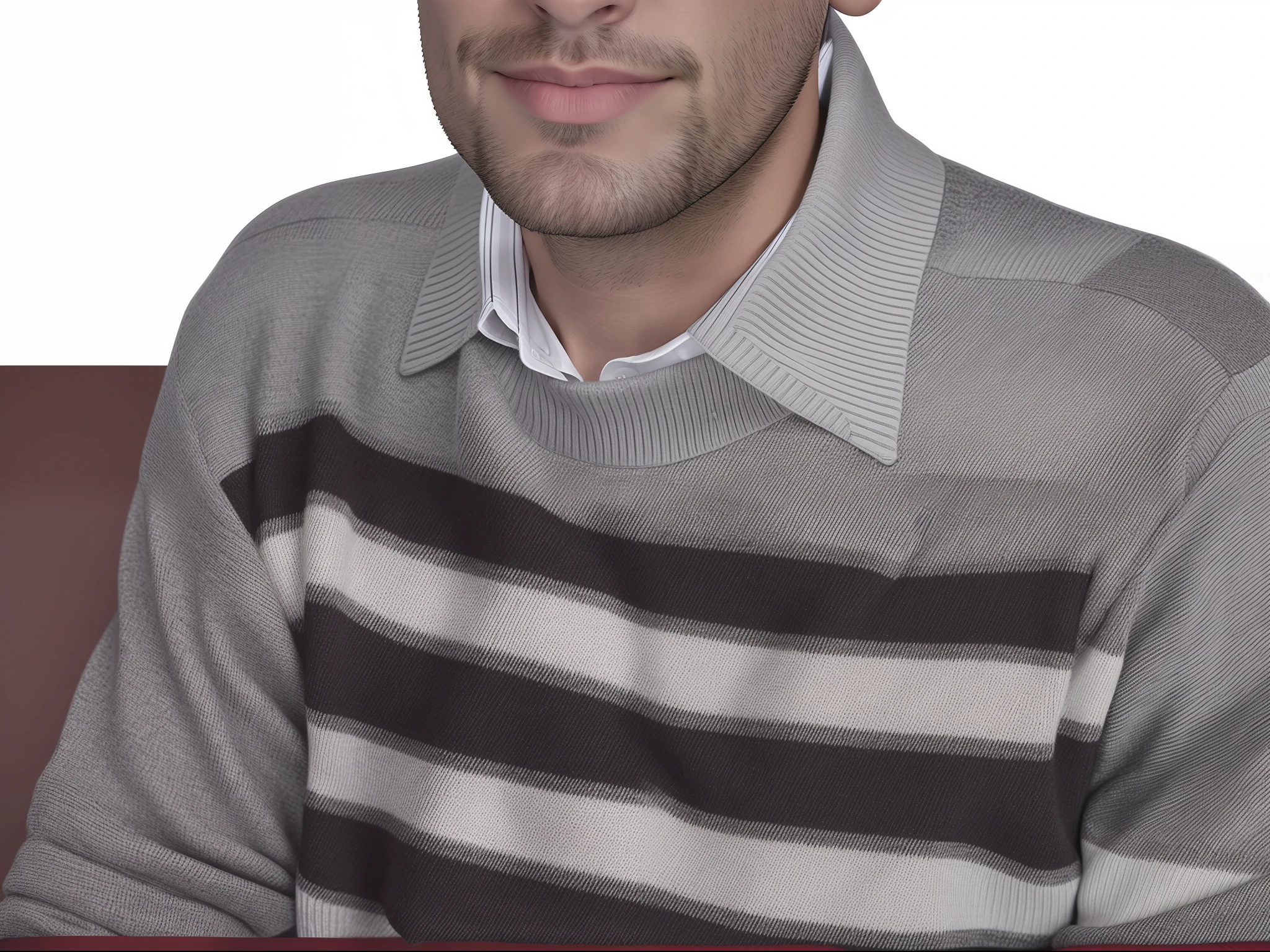 Grey woolen sweater, Men's sweater, Sweater over shirt, White shirt collar, FHD