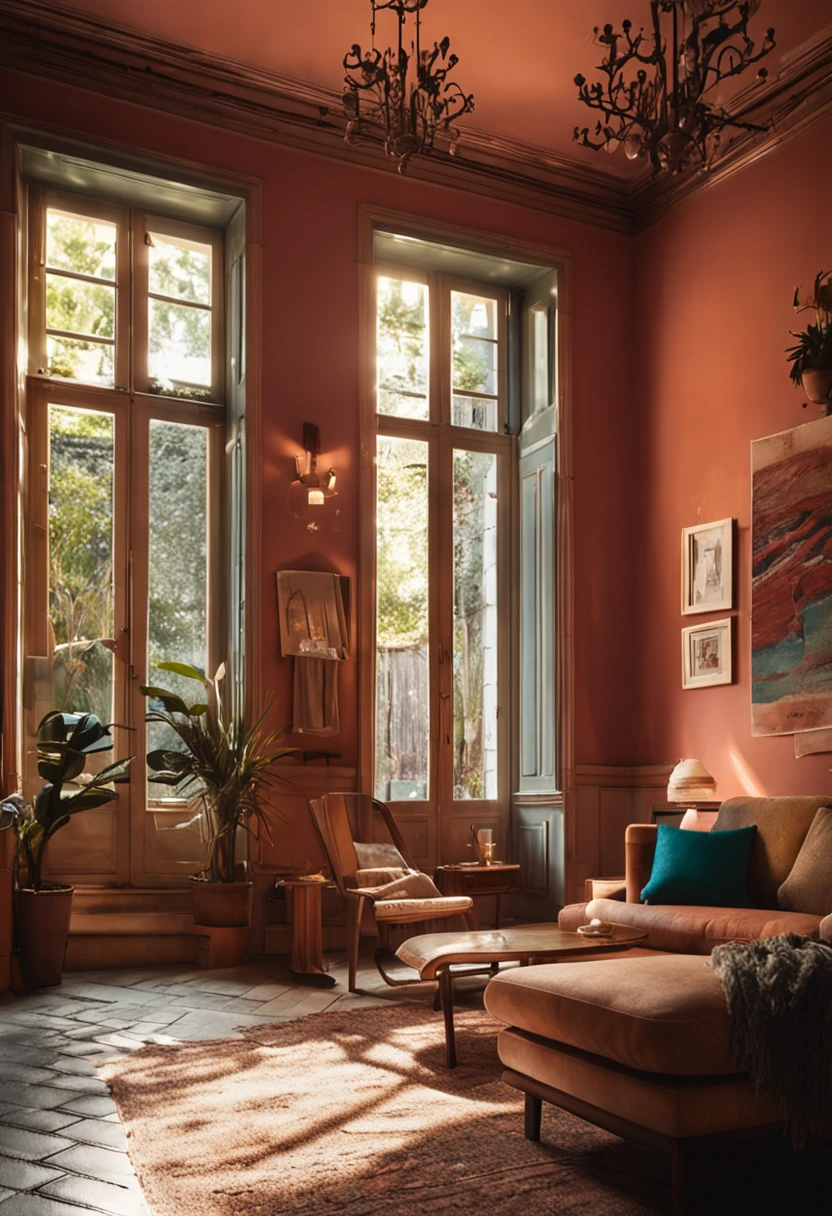 Foto de uma sala vazia e limpa, sala de uma casa, estilo realista, casa moderna