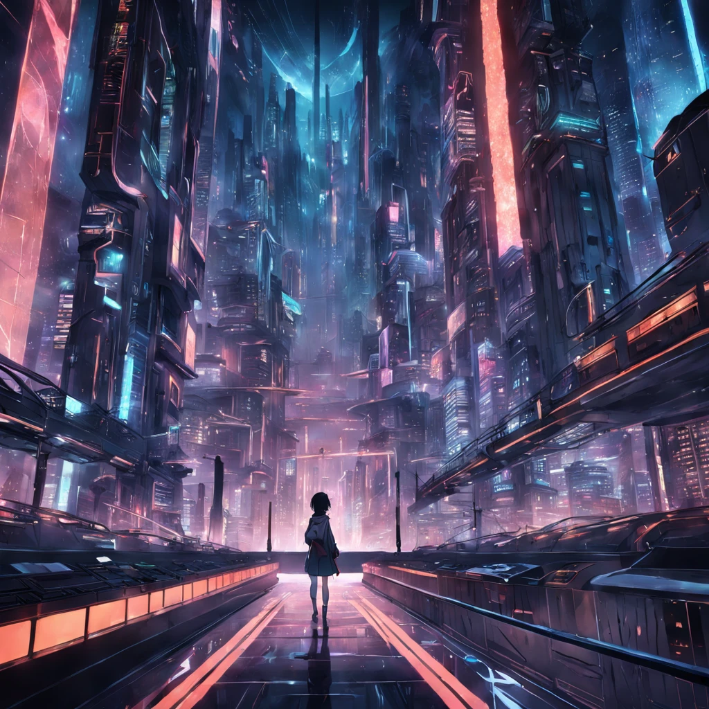 image of a futuristic city darker traces more with a lot of evident and latent technology