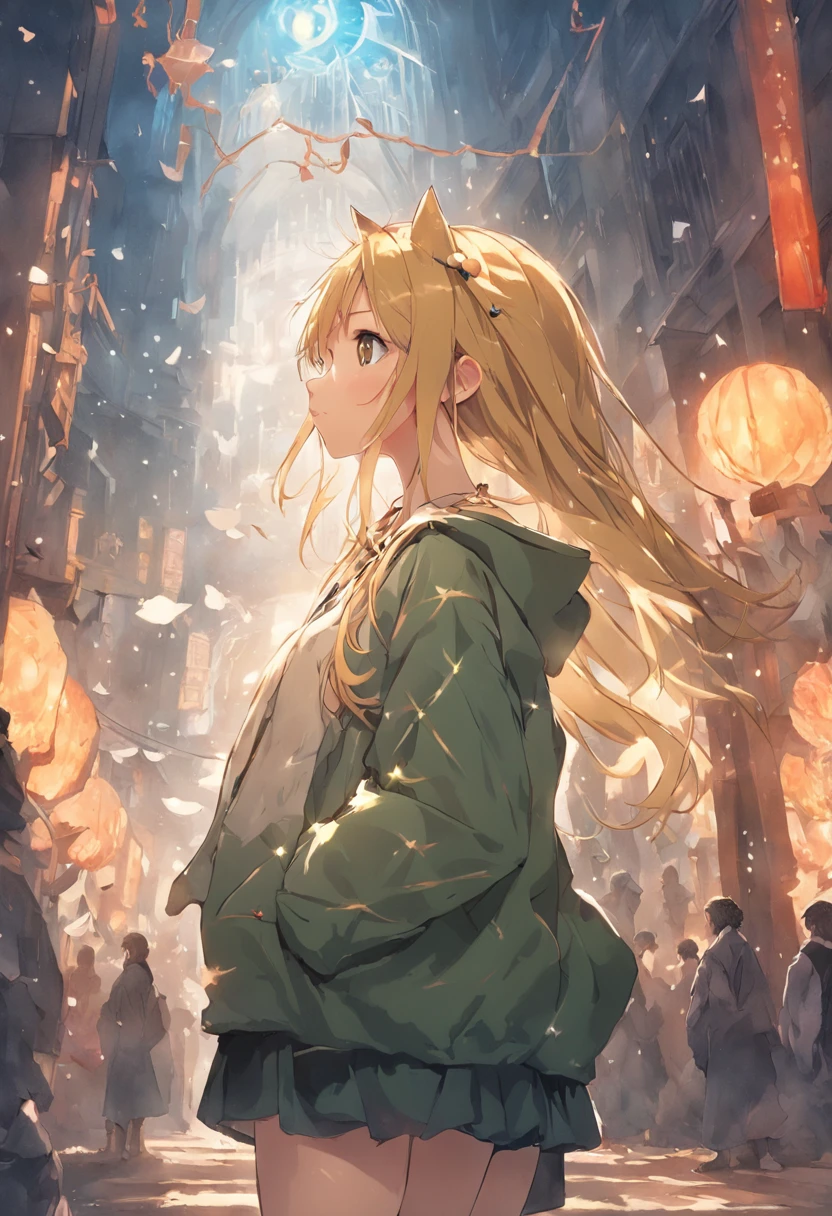 Side view, Mini Form Perspective, Sharp Shot, Professional Photogarf, 70mm lens, Detail Love, good quality, unreal enginee 5, wall-paper, pockets, Highly detailed, 8K, Soft light, Fantasy, photos realistic、(European Girl、Golden hair、eye glass、)、(Fox Hat、Green Chicolle、White blouse、Plaid high-waisted skirt、garter stocking、Long braided boots)、(Full Moon Night、Dance happily in the forest)、Cute Girl Model Pictures、European Girl、Photorealistic perfect body