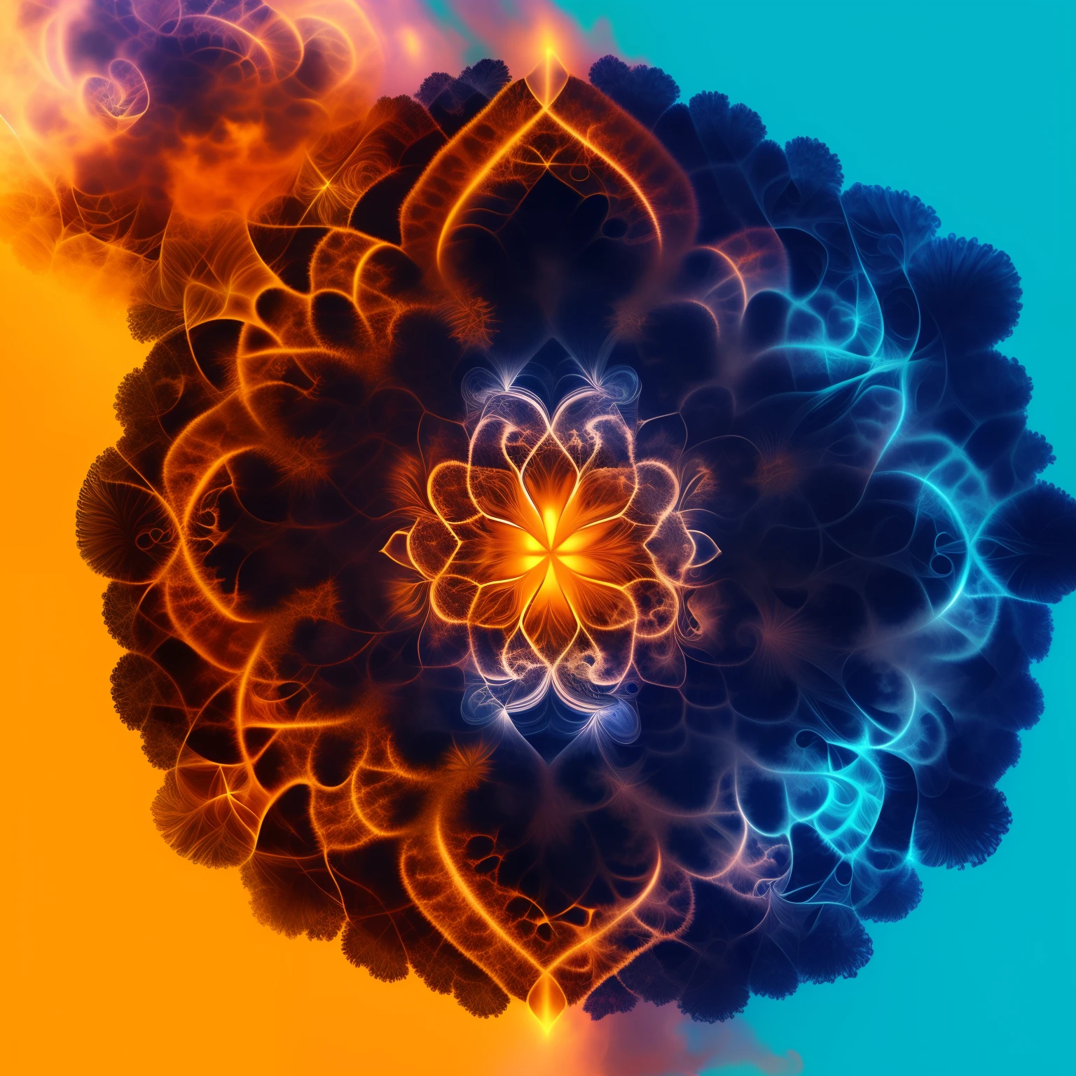 Mandelbrot set, smoke tiger, double exposure, 8k