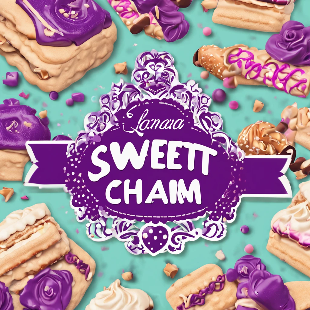 Crie uma logo bacana, logo design, Le' Sweet Charm, brand name is Le' Sweet Charm, Roxo, cor roxa, roxo e branco, design lindo, que remeta a kit presentes, cesta de presentes, vinhos, lingerie, doces, chocolate