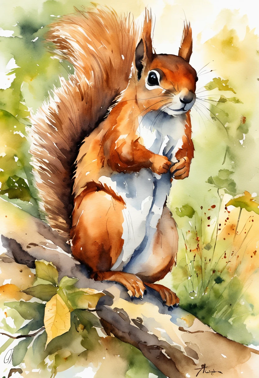 Create an image that matches the following sentence: Batuque, batuque, you can hear it in the forest
It's the squirrel looking for his perfect meal
Digging and rummaging in search of nuts
Unaware of the surprise that awaits him in front of him