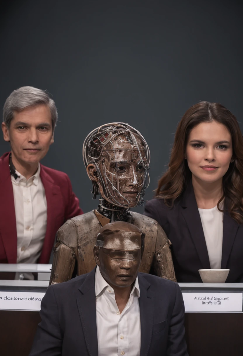 Una mesa de debate de cinco panelistas, sobre el tema de inteligencia artificial.