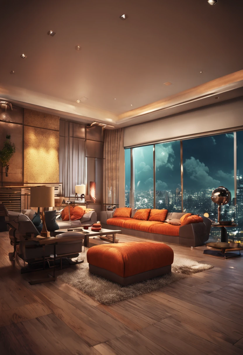 Interior with TV background wall view