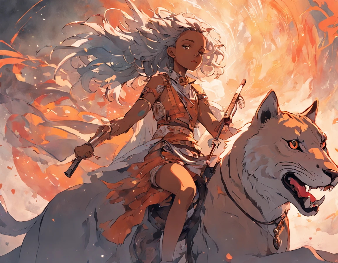 Image of a beautiful woman riding a lion , and with the rifle in his hand, in the style of Afrofuturist inspiration,
carmesim claro e branco, retratos realistas hiper-detalhados, ben lo, colorful storytelling, Esculpido, medieval
fantasia