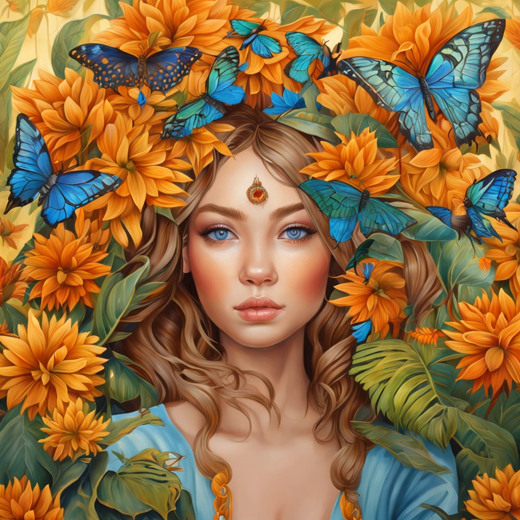 Pintura de una mujer con cabello largo y ojos azules en un campo de hojas, junto con un hermoso tigre, ((La mejor calidad)), ((Pieza maestra))Art Brock Moore Art Installation in the Jungles of California, al estilo de Casey Weldon, Natalie Shau, Giuseppe Arcimboldo, Pintor de borda dura, Psychedelic color palette, Tender representation of nature, Lienzo sin imprimar, painting oil painting, cinematic lighting, alto contraste
Hermoso arte digital |, Hermoso arte digital hermoso, Hermoso arte UHD 4K, Hermoso arte digital, a beautiful artwork illustration, Pintura digital agradable, Arte digital muy bonito, Hermosa pintura digital, Beautiful autumn spirit, beautiful fantasy art portrait, Hermoso arte digital, Autumn wind, Hermosa pintura de personajes