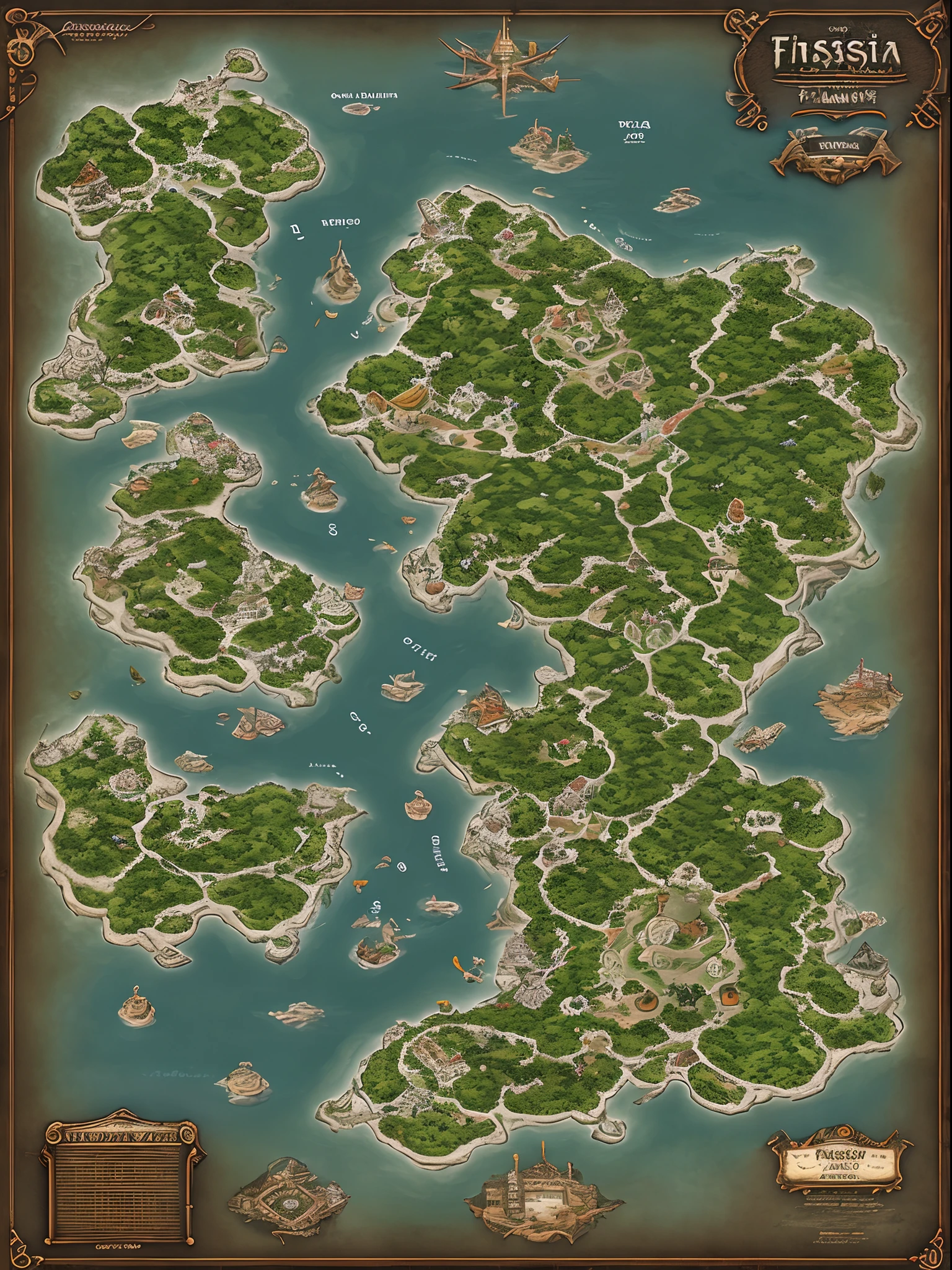 a closeup of a map of a small island with lots of water, mapa de fantasia, mapa de fantasia detalhado, an isometric fantasy map, d&d estilo fantasia mapa design, mapa de fantasia simples, mapa do mundo da fantasia, mapa regional da fantasia antiga, mapas de fantasia, Mapa Patreon, mapas da oficina steam, cartografia da fantasia, mapa do jogo, based on geographical map, mapa altamente detalhado