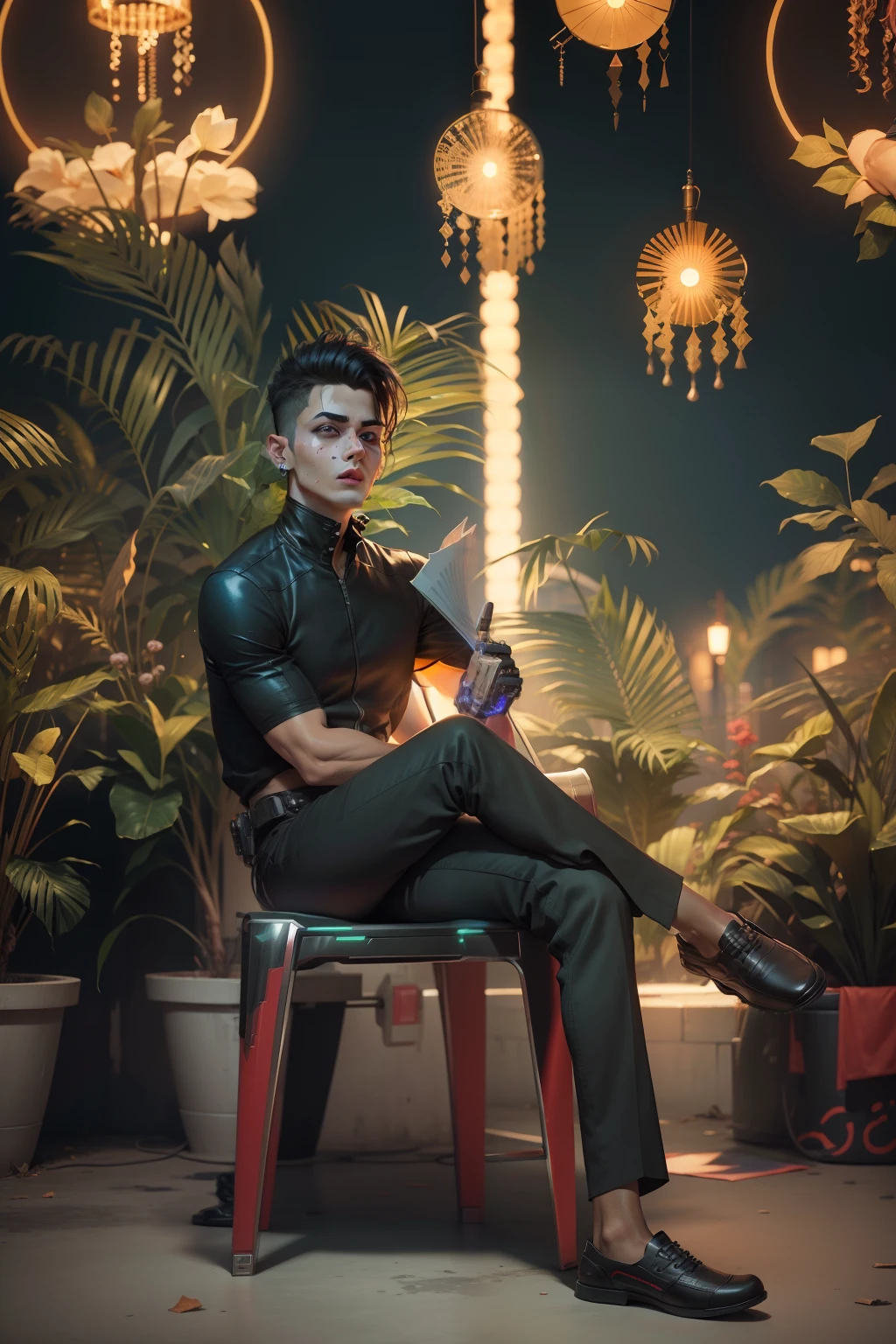 Change background cyberpunk handsome boy, ultra realistic face