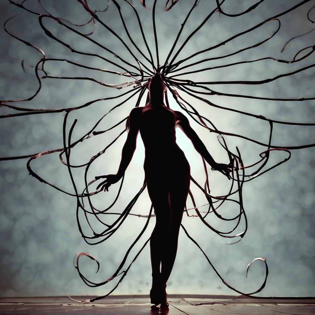 La mejor calidad, Obra maestra, ultrahigh resolution, (realistic photograph:1.4), surrealismo, dream-like,FusionArt, Bailarina de sombras, Magia de sombras, Control de la oscuridad, sigilo, Shadowstep, Hechizos de umbral, Cuchilla oculta,