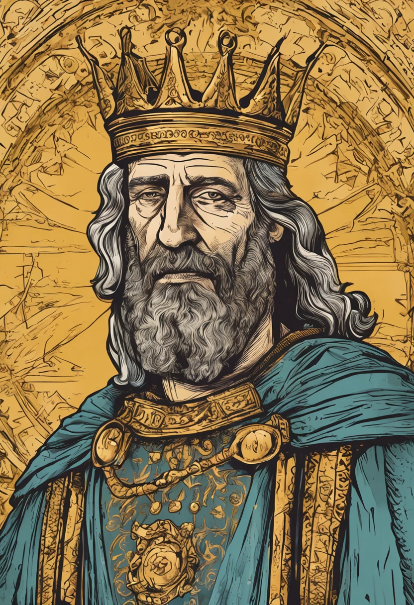 face forward 180º, eyes and face forward 180º, old medieval king, portrait of old medieval king, portrait of an old medieval king, crusader kings 3, portrait of a king looking forward, portrait of the emperor of humanity, majesty in noble clothes, granting him a noble title --auto --s2